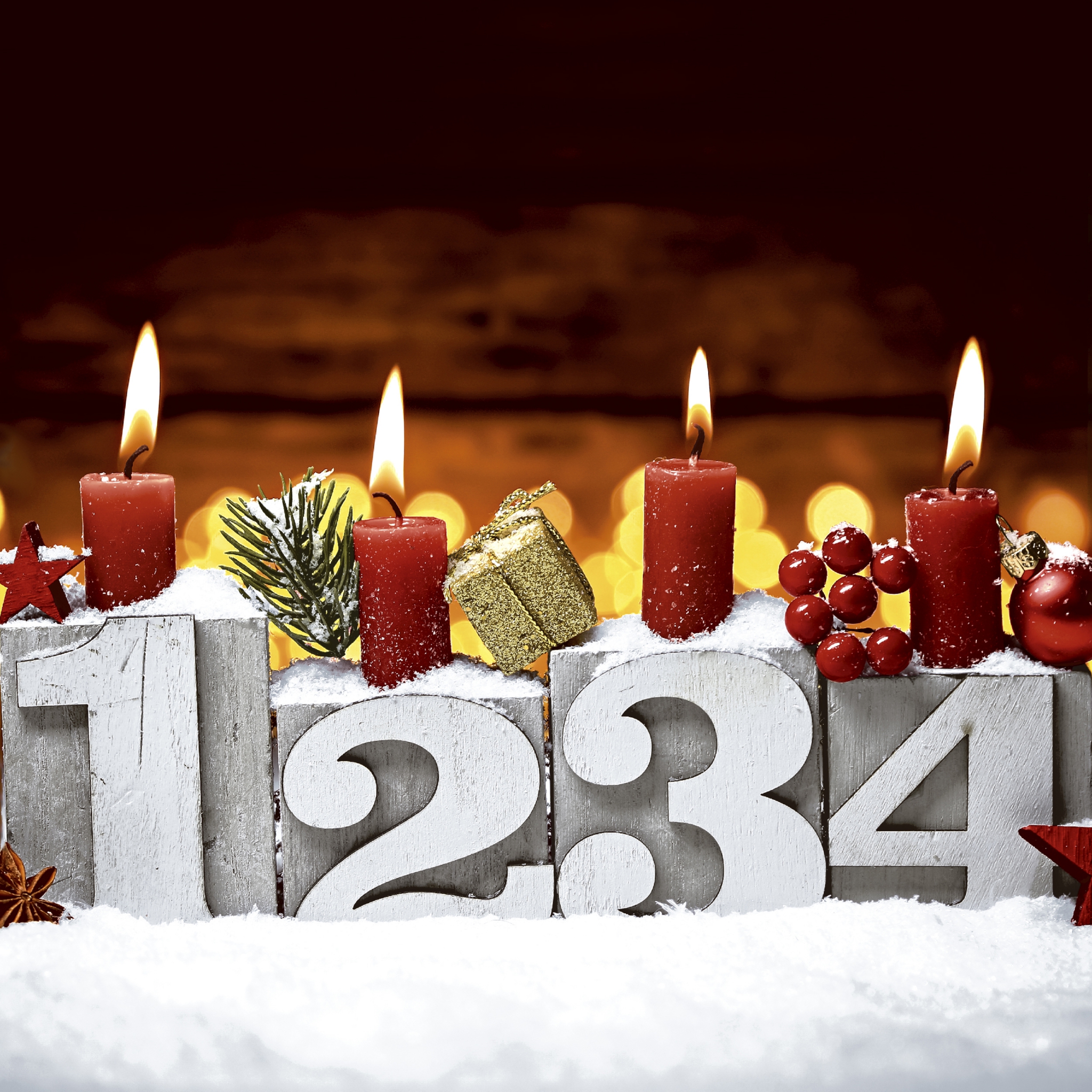 Napkins 33x33 cm - Four candles