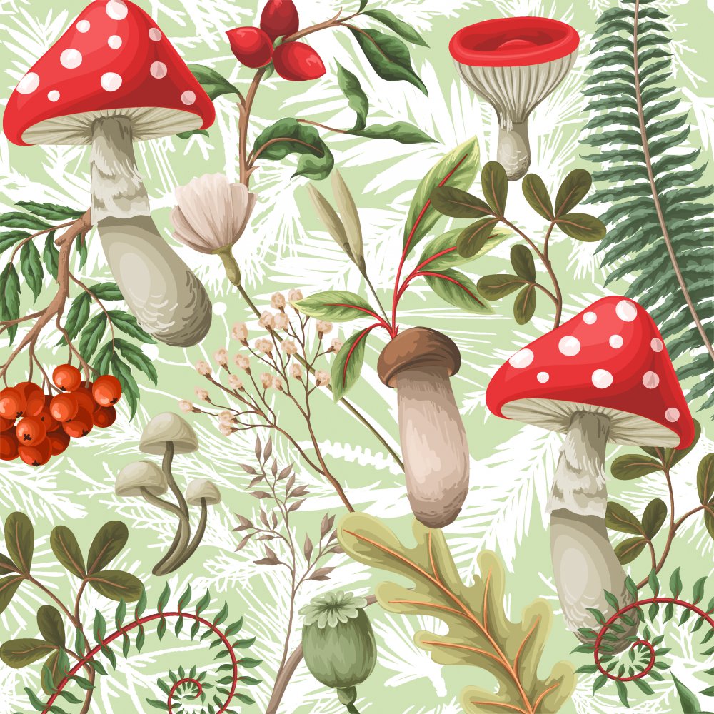 Servietten 33x33 cm - Forest Fungi