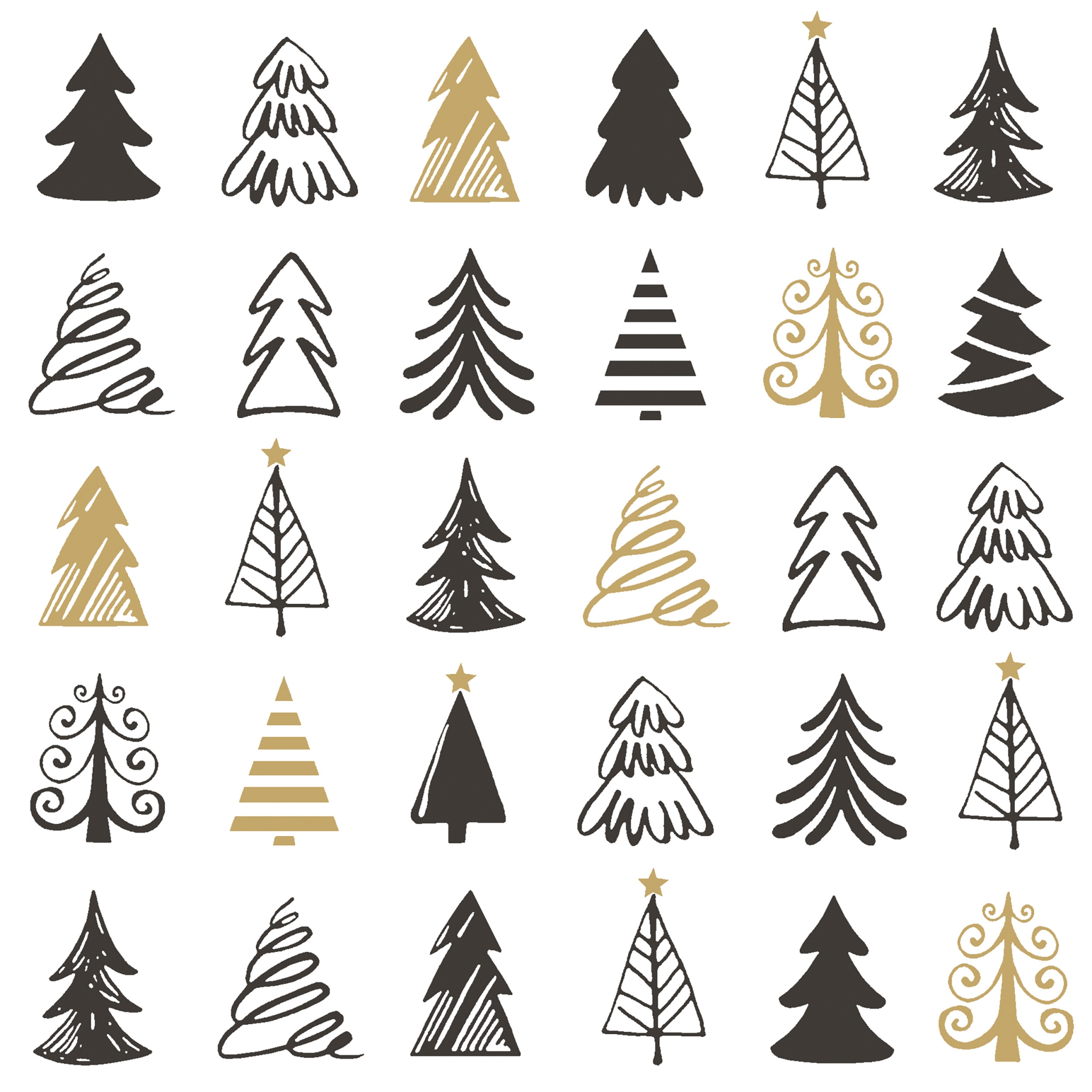 Servietten 33x33 cm - Graphical trees, Weihnachtsbaum Servietten 33x33 cm - Graphical trees