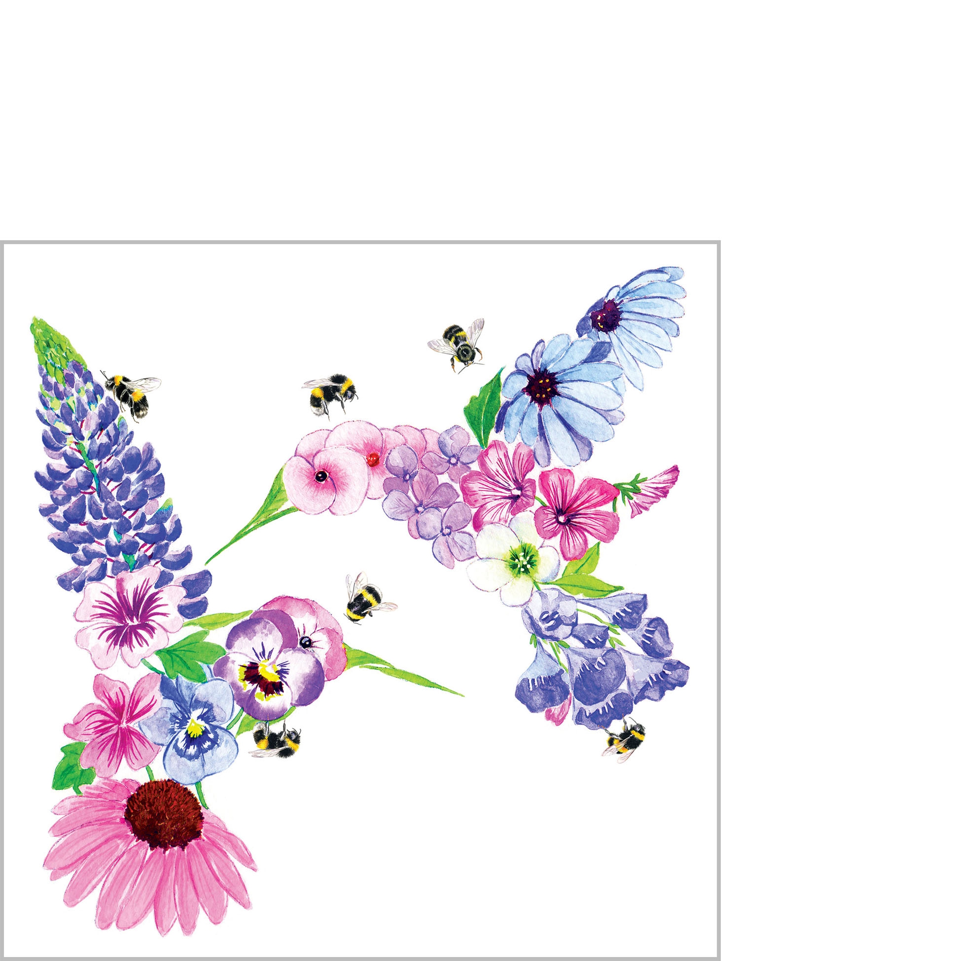 Napkins 25x25 cm - Hummingbird Fleurettes Napkin 25x25, Plain napkins