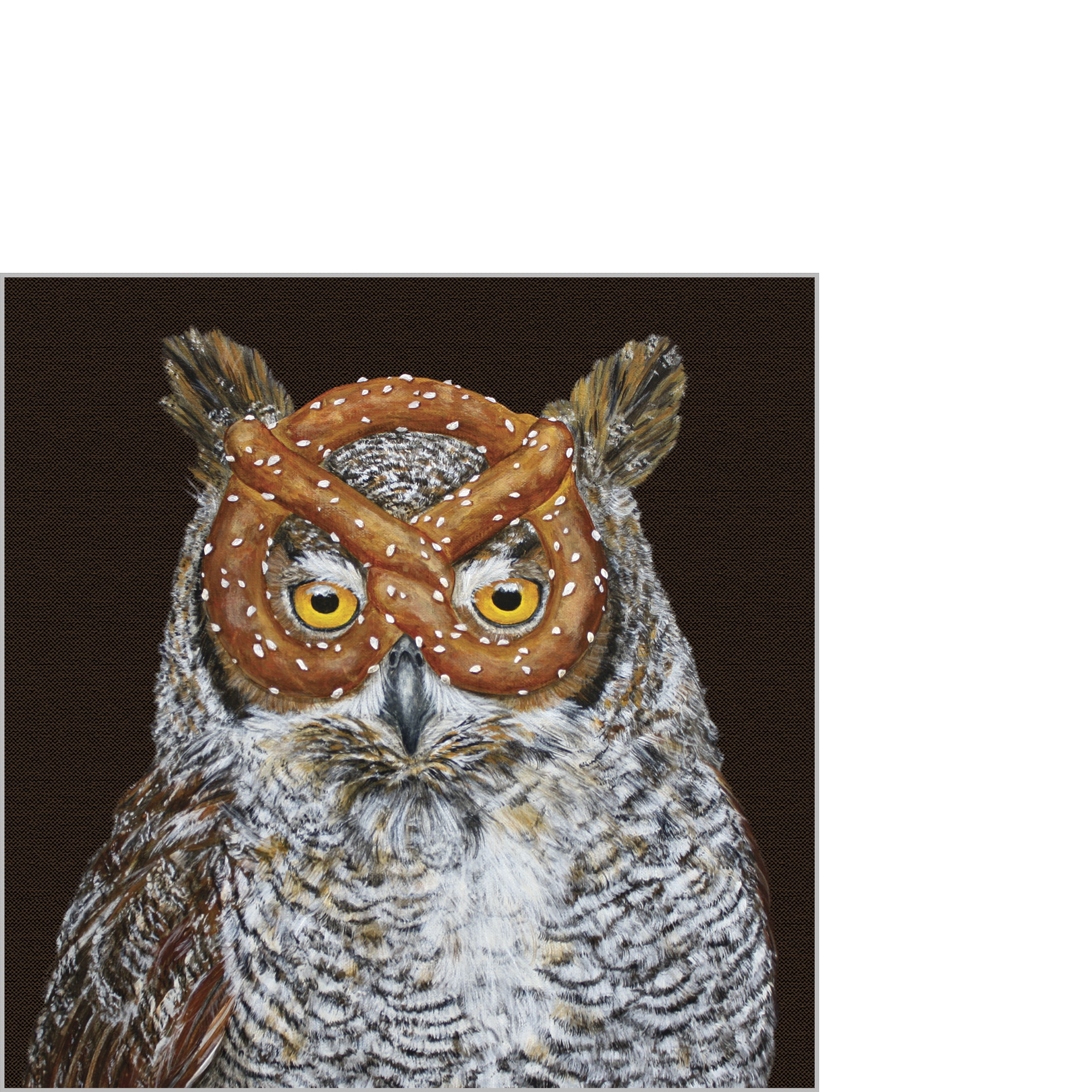 Serwetki 25x25 cm - Otto with pretzel Napkin 25x25, Sowa,  Puchacz,  Precel,  Ptaki,  Żywność,  Zwierzęta