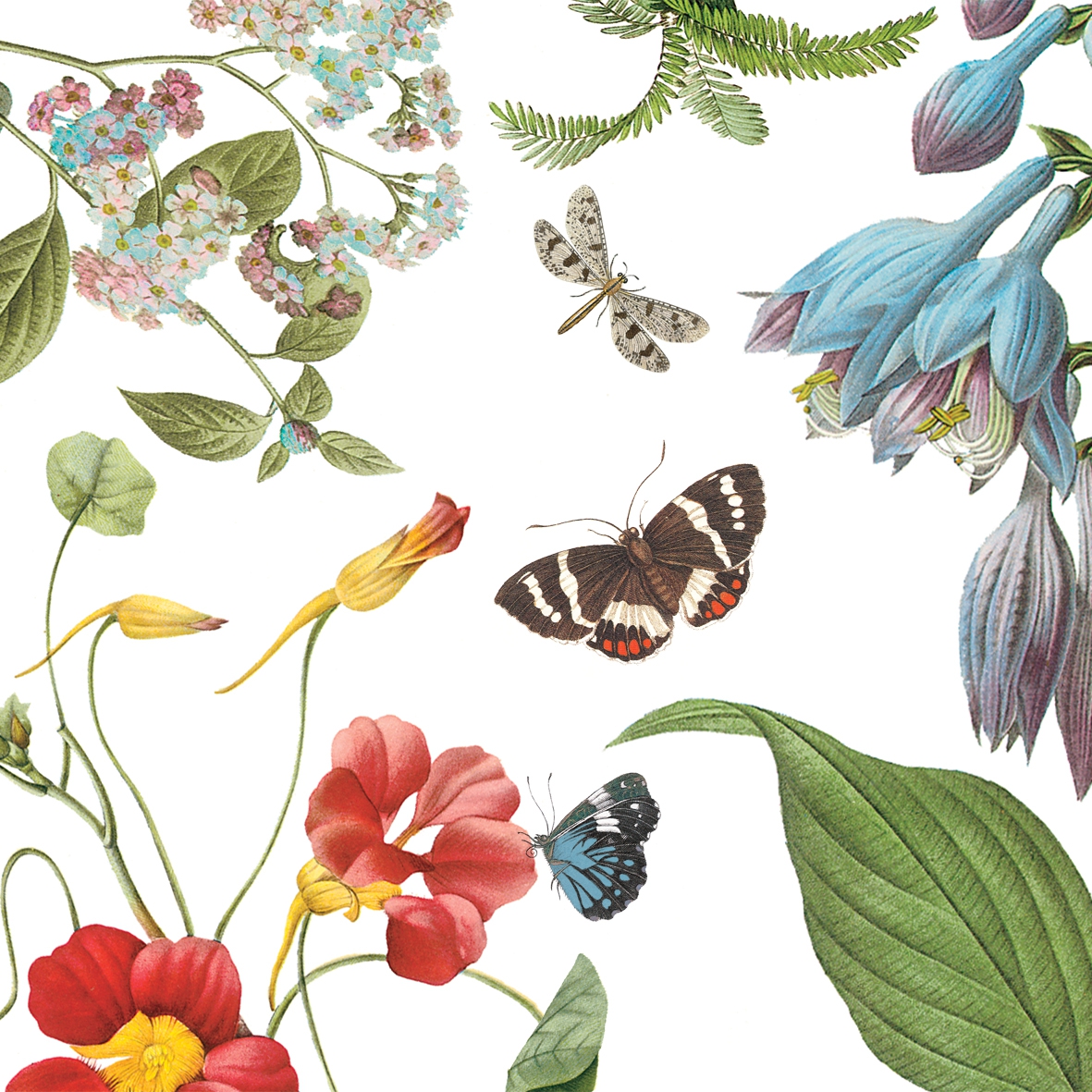 Servietten 25x25 cm - Victoria Garden 25x25cm, Schmetterlinge, Blumen, Tiere Servietten 25x25 cm - Victoria Garden 25x25cm