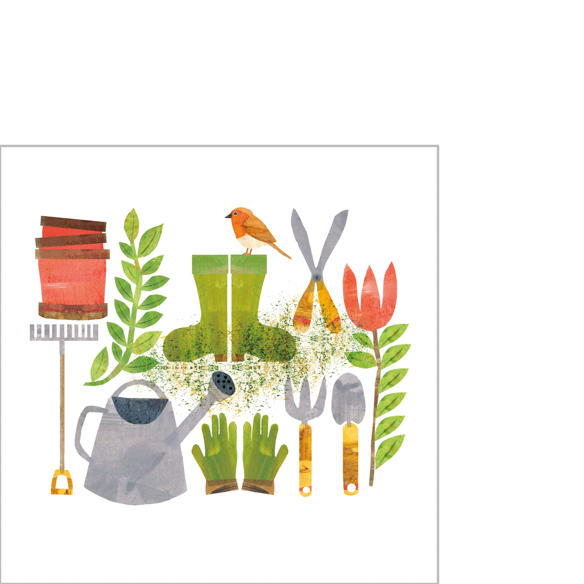 Servilletas 25x25 cm - Beauty Garden Napkin 25x25, huerta, Botas de goma, regadera, Harken, plantas, Otros Servilletas 25x25 cm - Beauty Garden Napkin 25x25