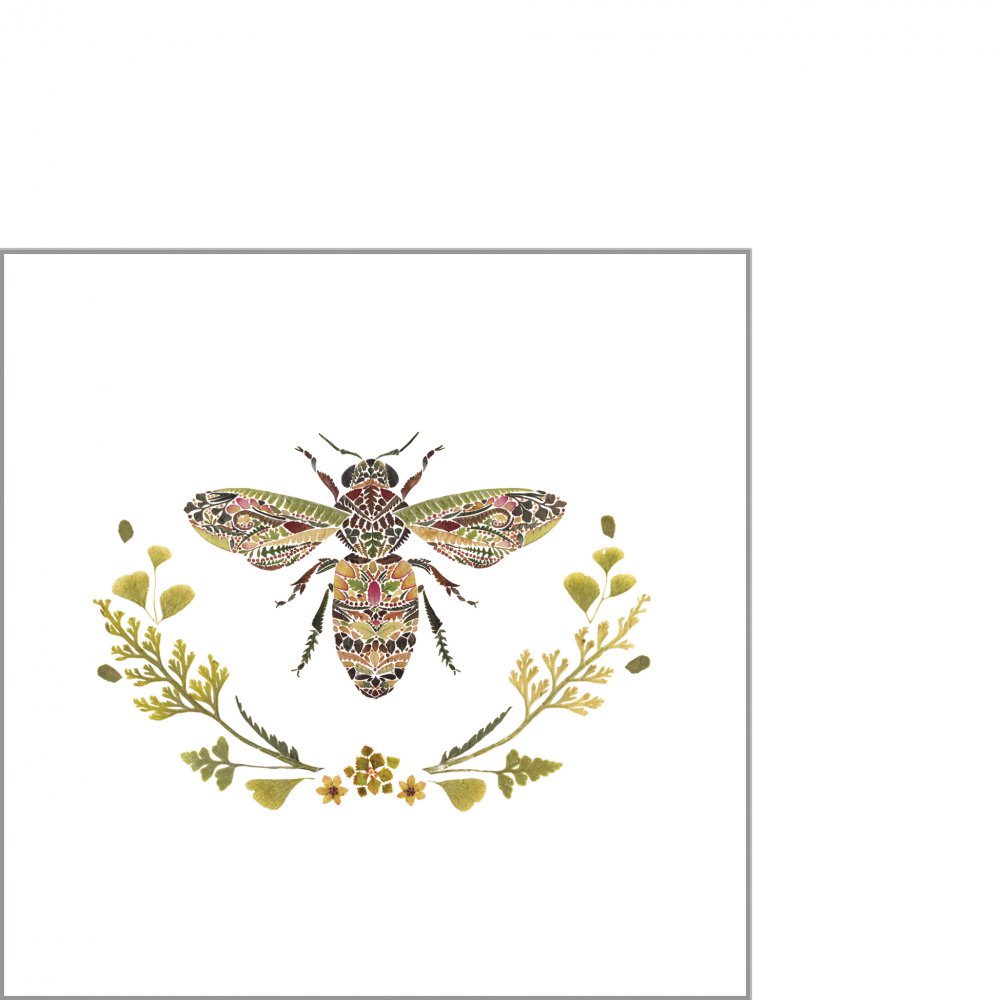 Servilletas 25x25 cm - Green Bee Napkin 25x25, Bee, animales Servilletas 25x25 cm - Green Bee Napkin 25x25