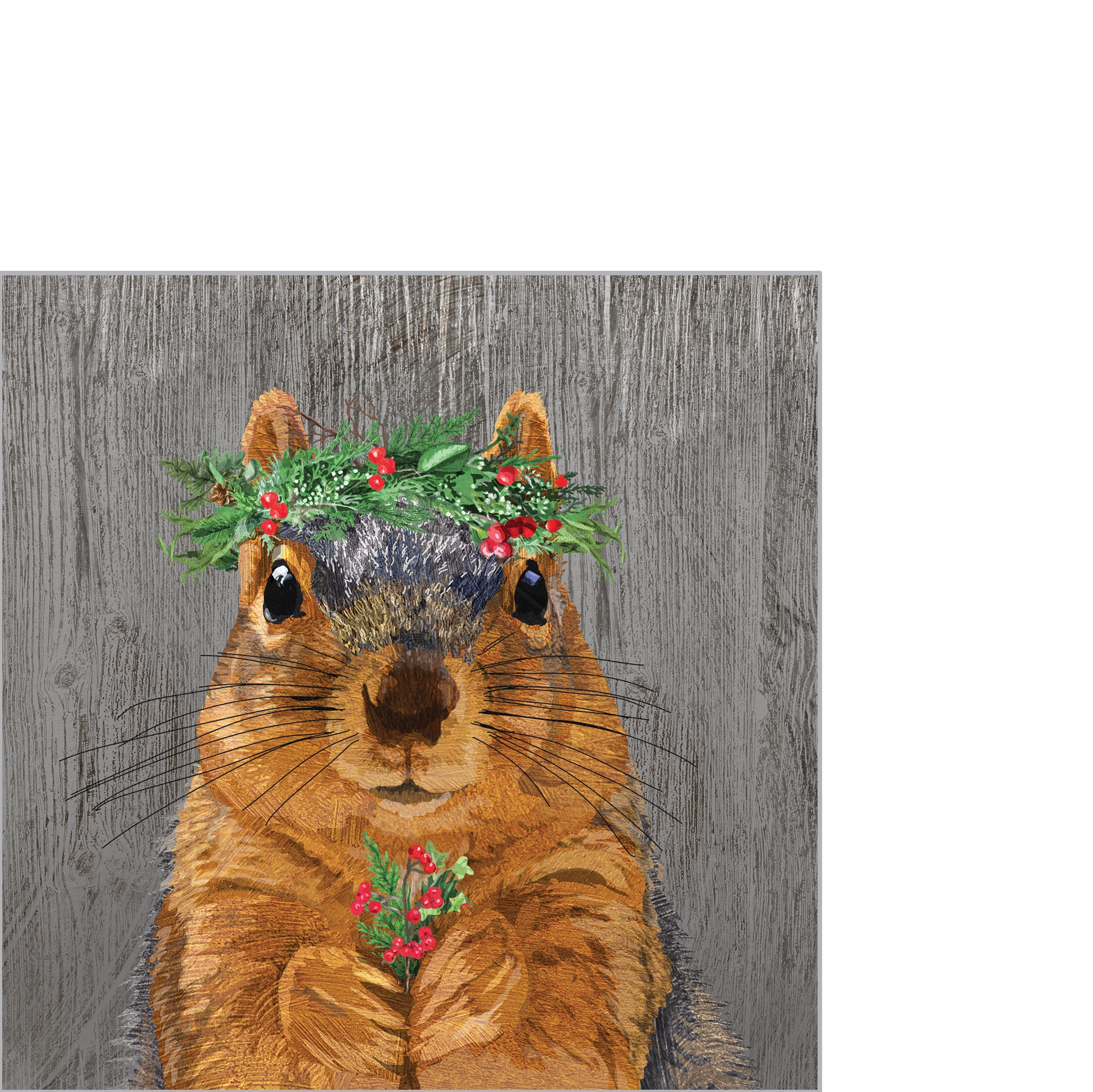 Napkins 25x25 cm - Winter Berry Squirrel Napkin 25x25