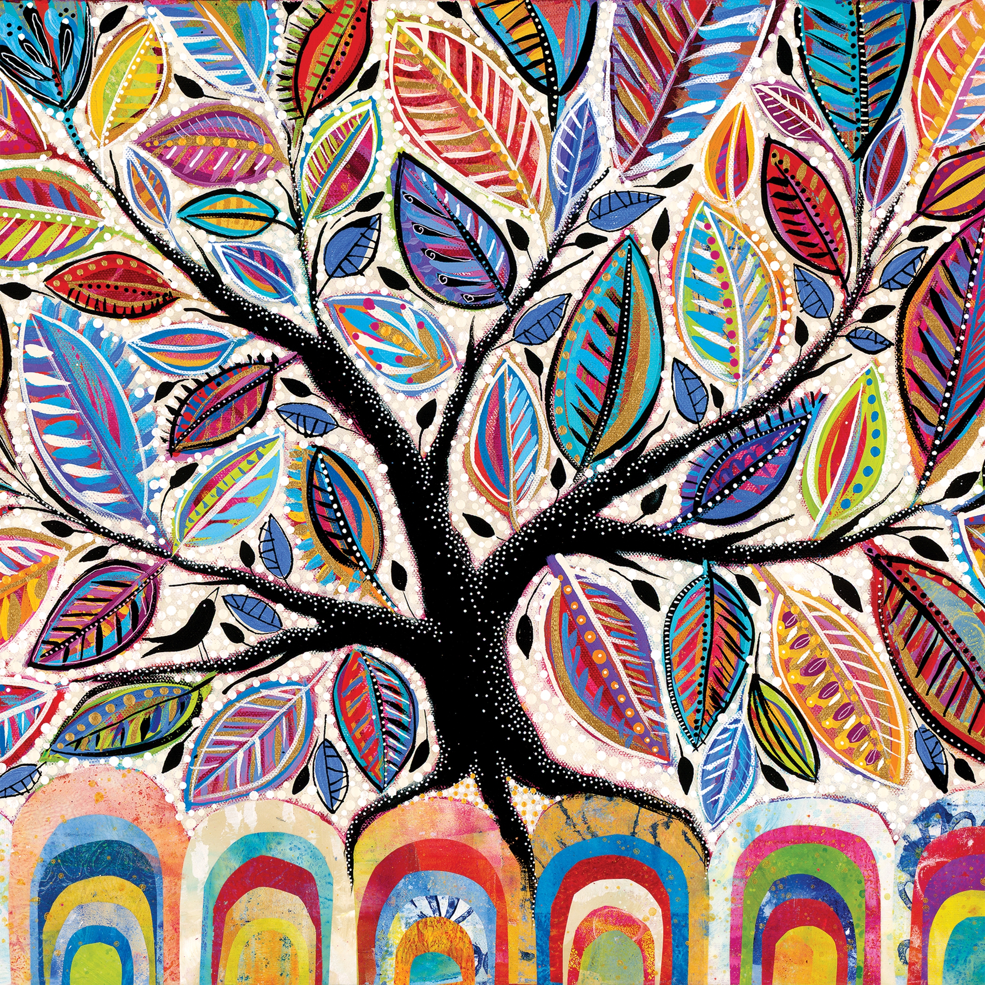 Servilletas 33x33 cm - Mosaic Magic Napkin, Árbol,  Árboles,  Mosaico,  Arte,  Hojas,  Pintura,  Follaje