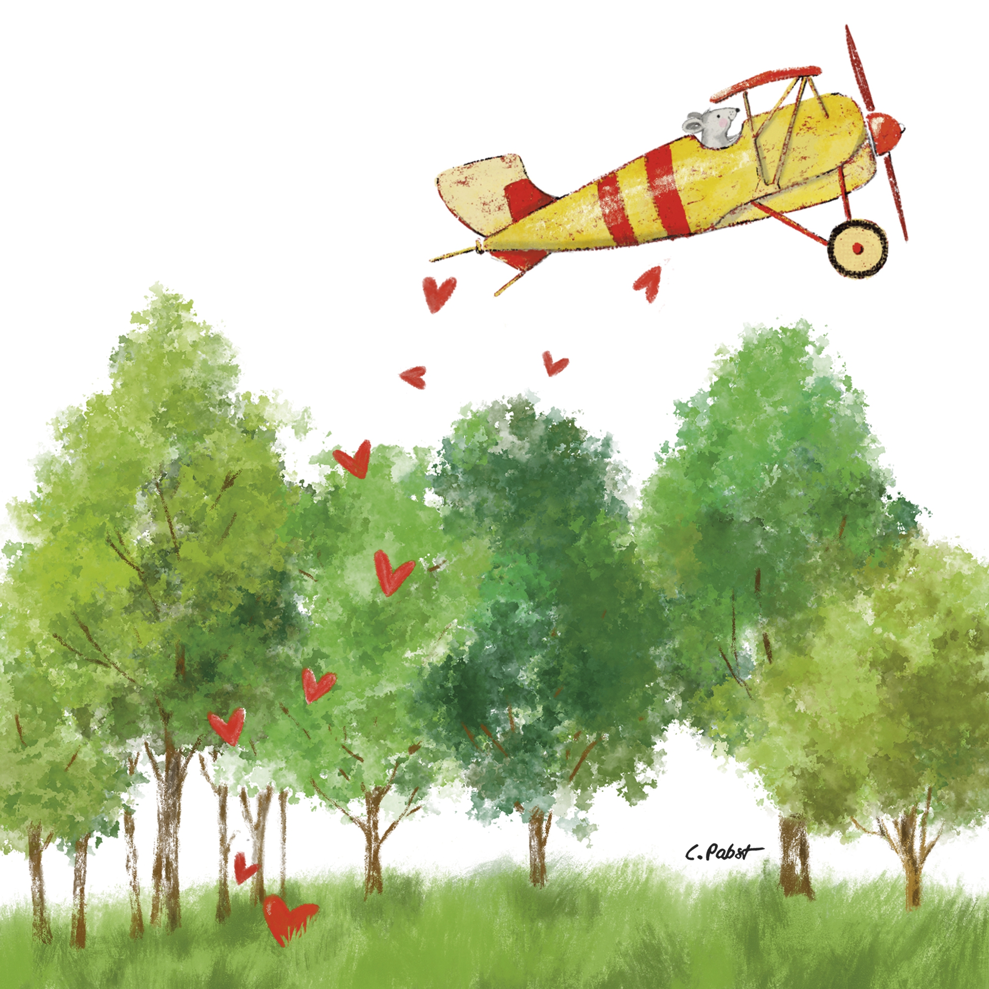 Serwetki 33x33 cm - Flight to Love Napkin, Mysz,  myszy,  mi?o??,  drzewa,  ??ka,  las,  samoloty,  zwierz?ta,  wydarzenia,  ??ki,  helikopter