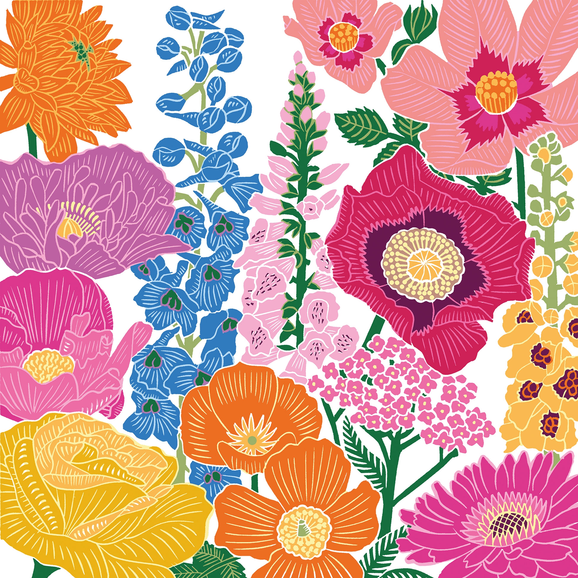 Tovaglioli 33x33 cm - Flower Flash Napkin, Fiori,  astri,  papaveri,  rose