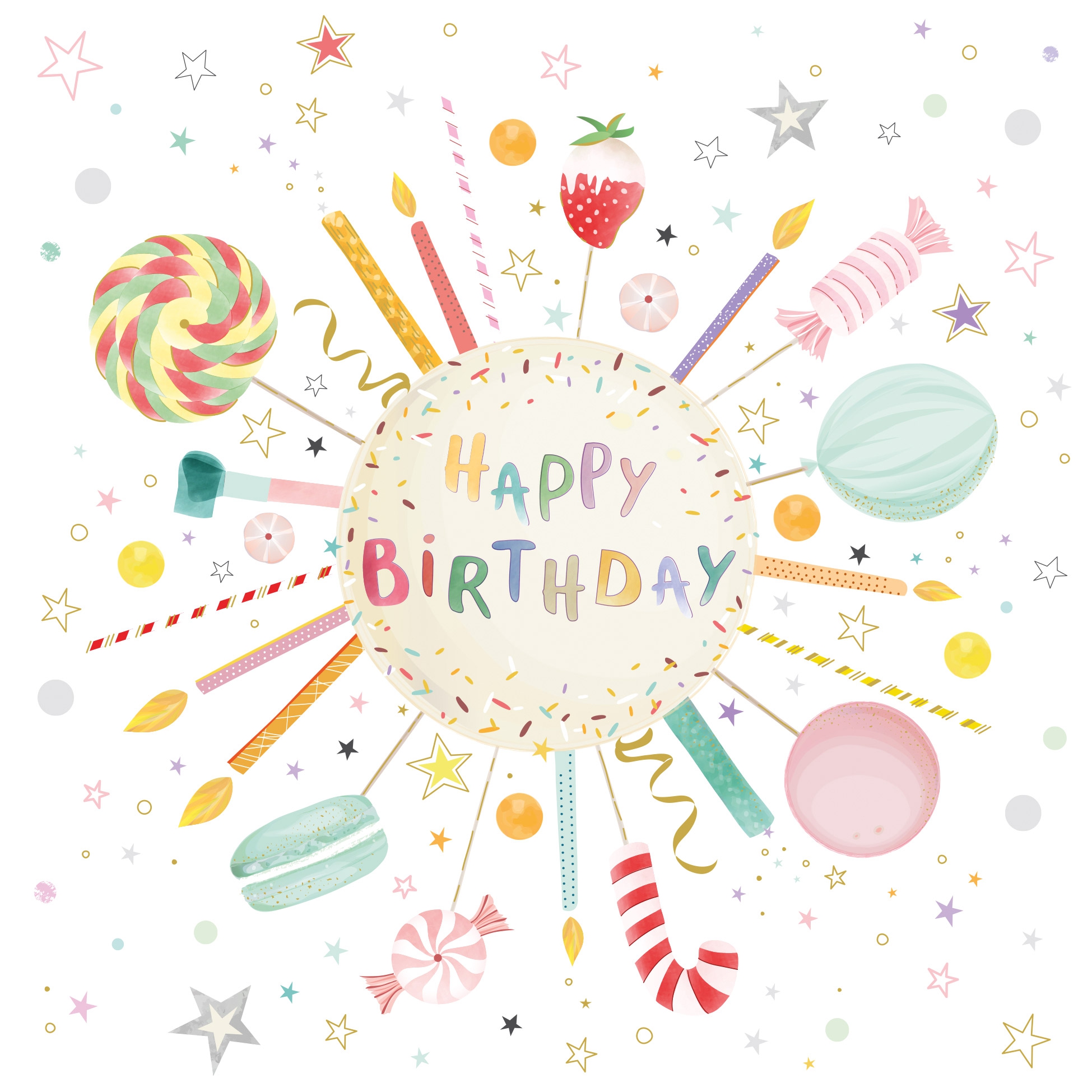 Tovaglioli 33x33 cm - Turnowsky Bday Napkin, Partito,  Festa di compleanno per bambini,  Candele,  Stelle,  Dolci,  Compleanno,  Eventi