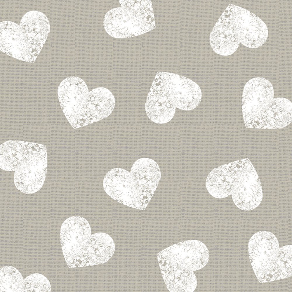 Servietten 33x33 cm - Fashion Hearts taupe white