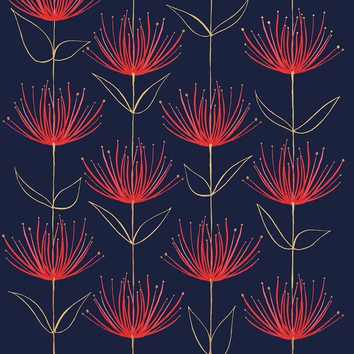 Napkins 33x33 cm - Flowers on Fire blue 33x33 cm