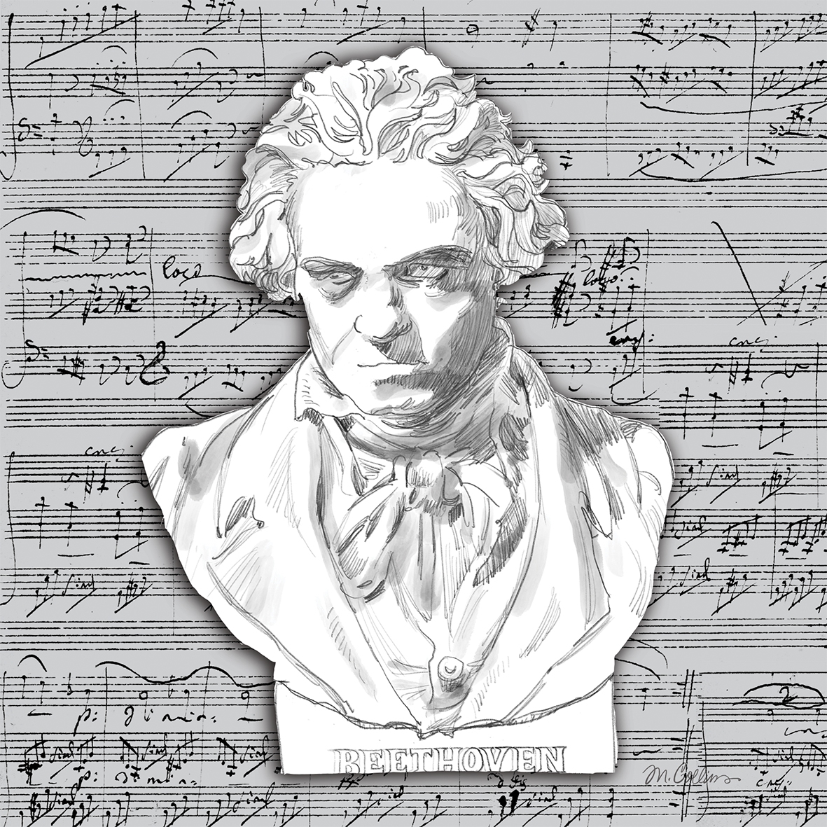 Serviettentechnik Beethoven Musik ppd 33x33 20 Servietten 
