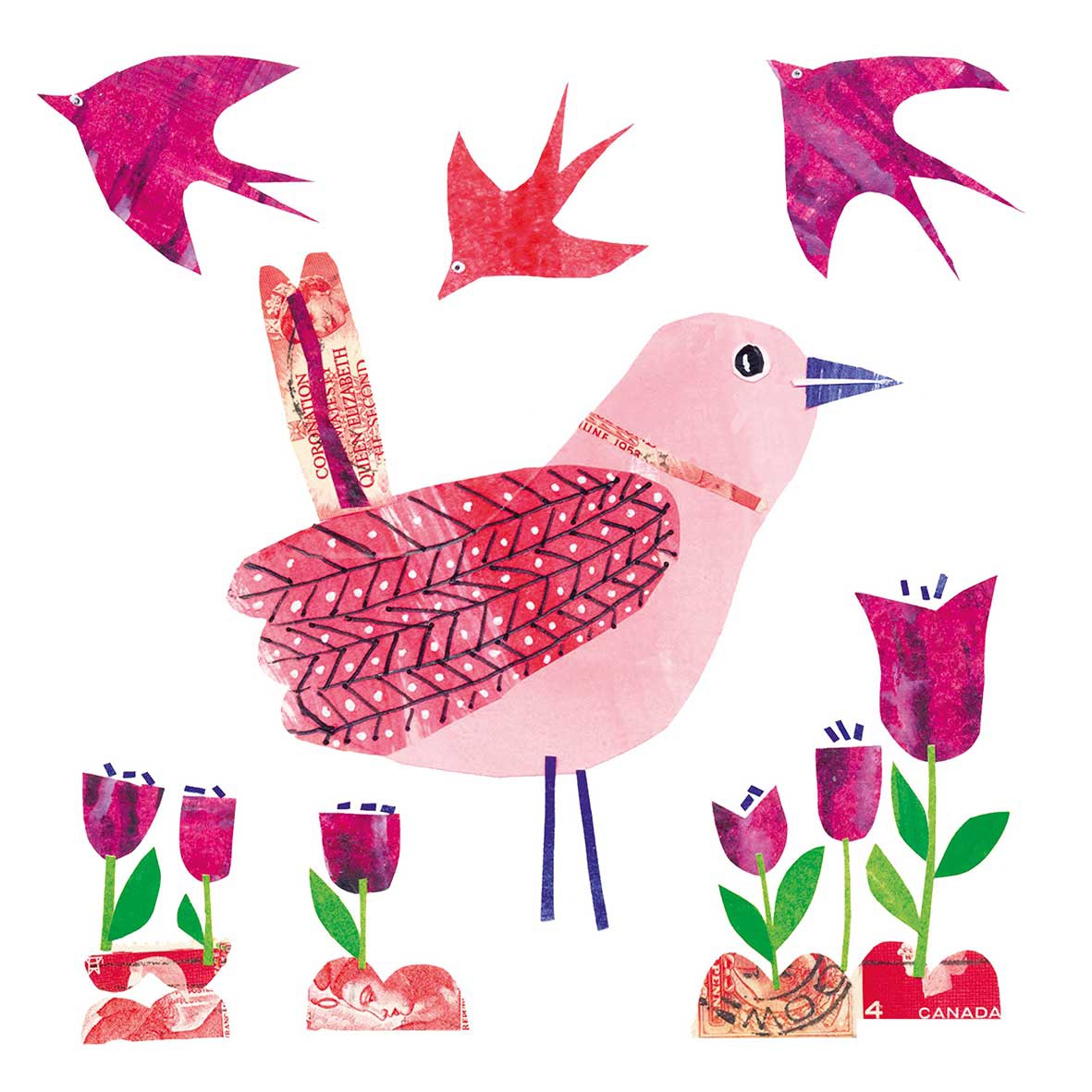 Servilletas 33x33 cm - Beauty Bird Napkin 33x33, tulipanes, pájaros, animales, flores Servilletas 33x33 cm - Beauty Bird Napkin 33x33