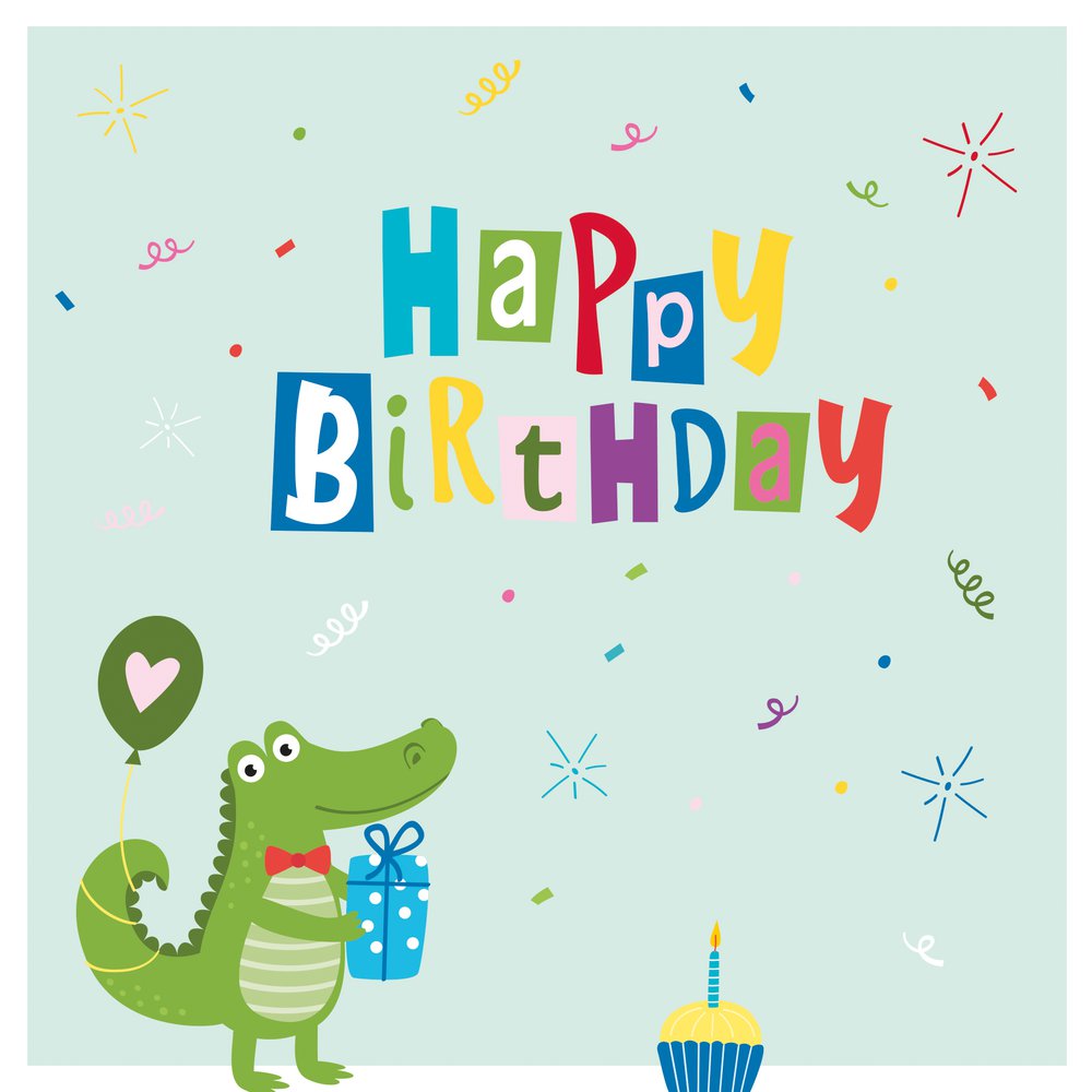 Servilletas 33x33 cm - Croco Birthday Napkin 33x33, Cocodrilo, Cumpleaños, Regalo, tortas, guiones, animales, sucesos Servilletas 33x33 cm - Croco Birthday Napkin 33x33