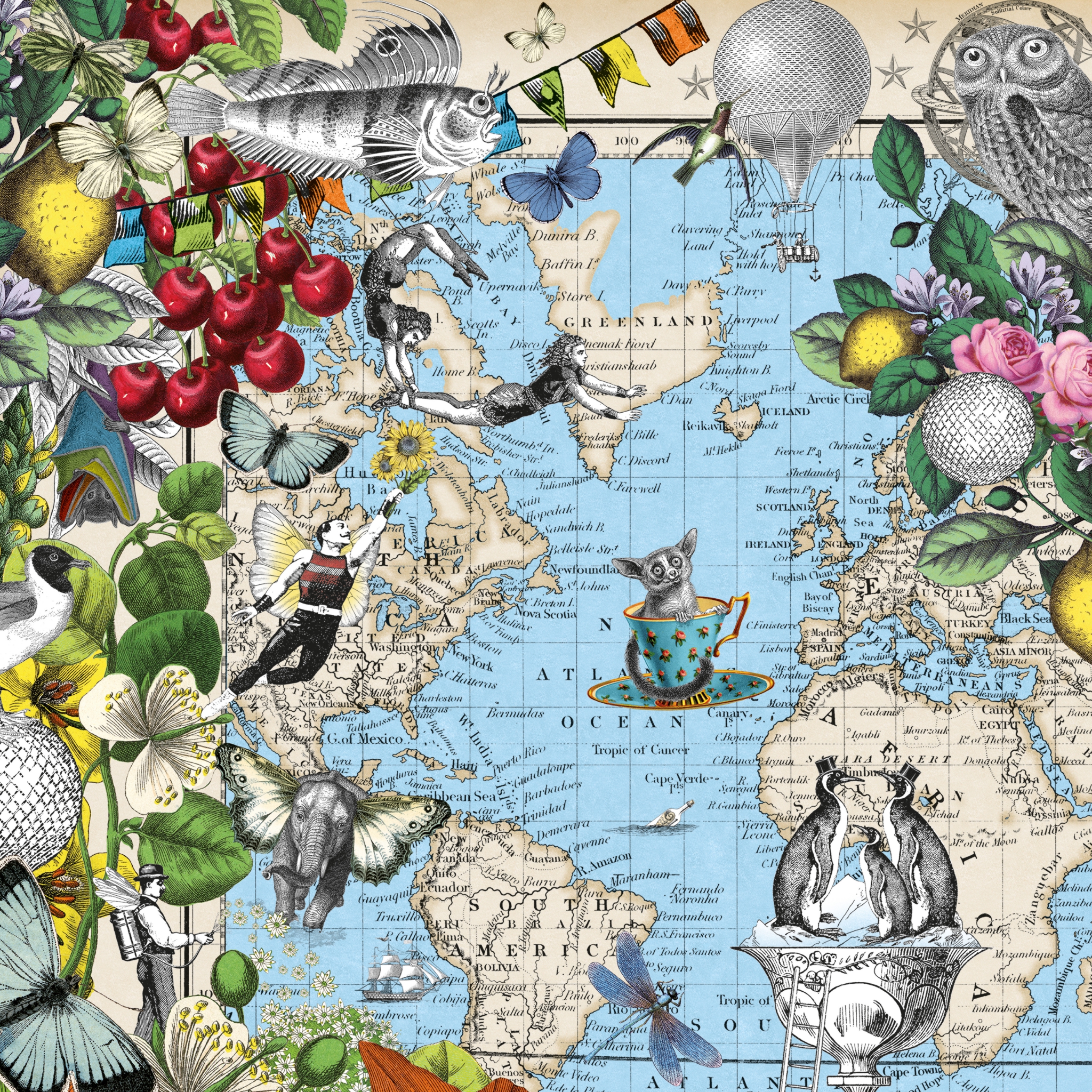 Napkins 33x33 cm - Pabuku Map Napkin 33x33