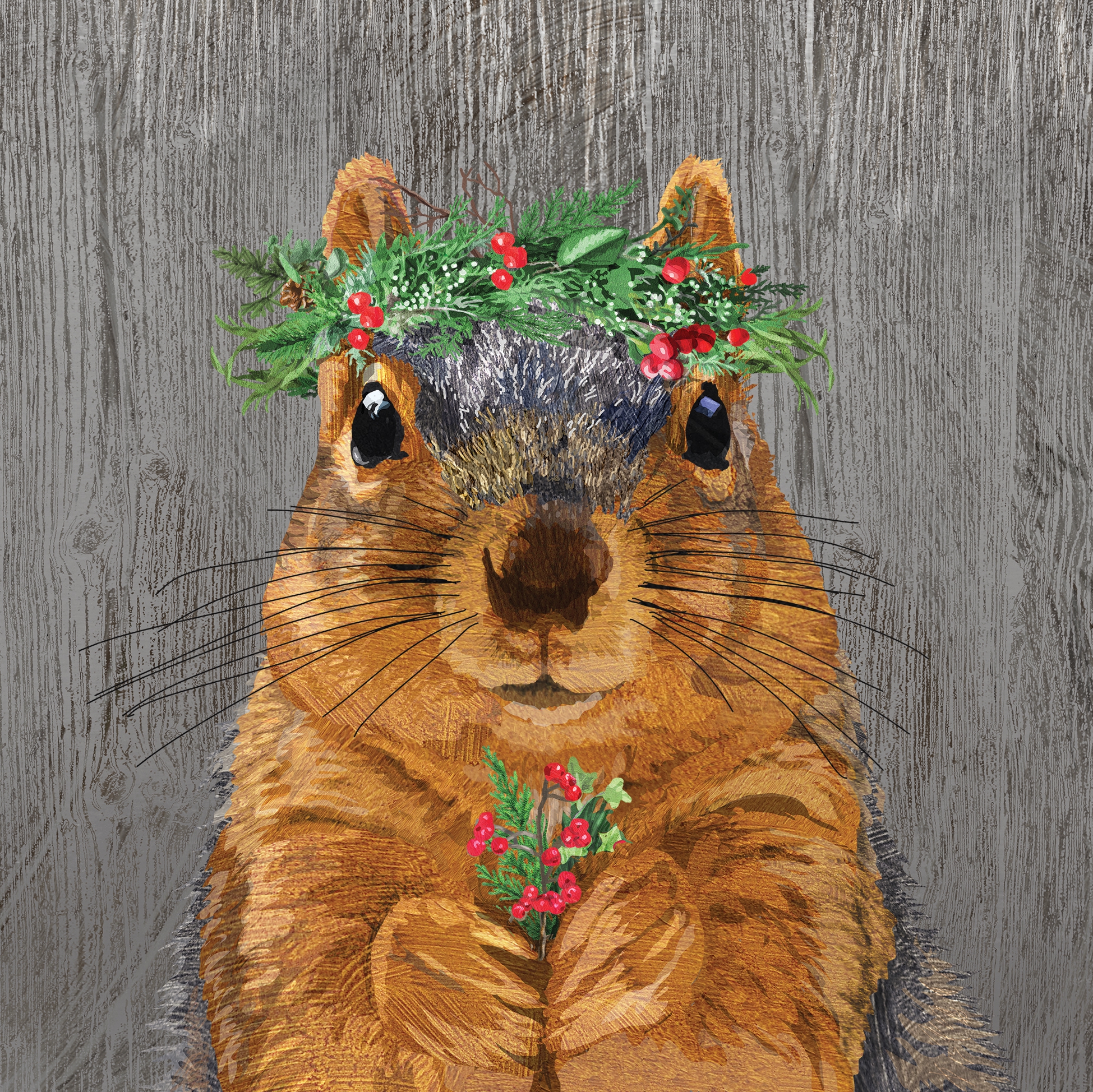 Napkins 33x33 cm - Winter Berry Squirrel Napkin 33x33