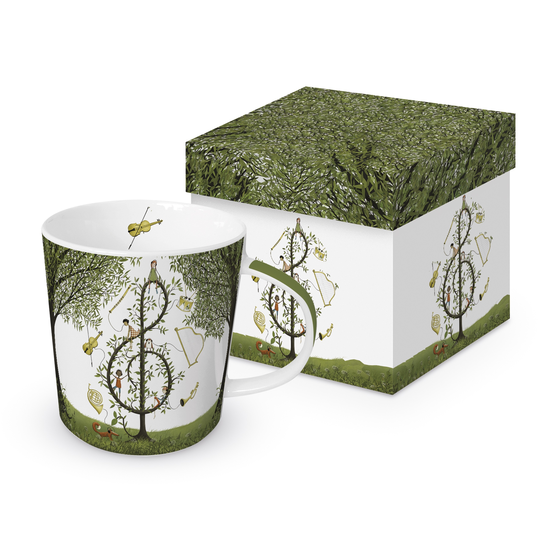 Tazza da caffè Tazza di tendenza - Music was my first love, Musica,  Spartito,  Violini,  Foresta,  Albero