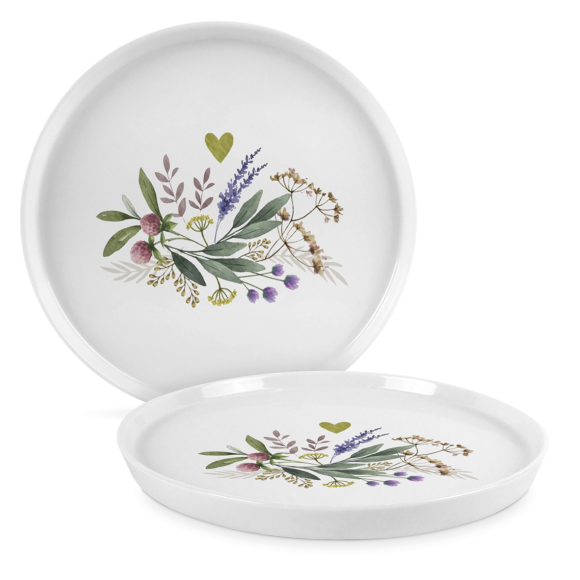 Piatto in porcellana 21cm - Provence Trend Plate 21, Cuori,  piante