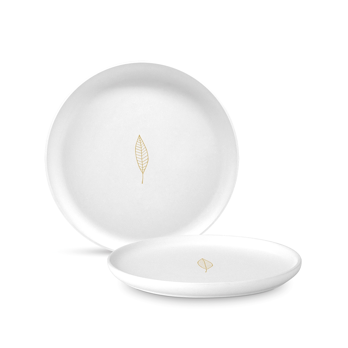 Plato de porcelana - Pure Gold Leaves Matte Plate 21, Hoja