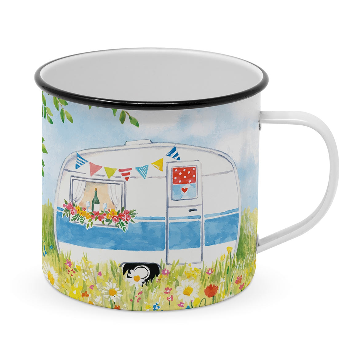 Emaille Becher - Happy Camping Happy Metal Mug