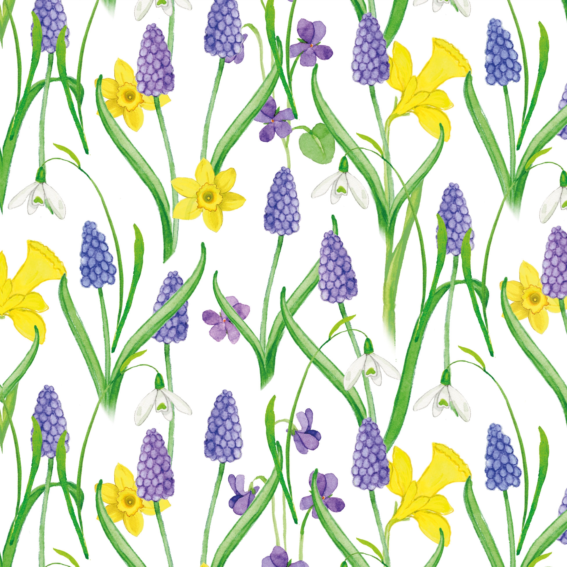 Servietten 33x33 cm - Spring Blossoms Napkin, Hyazinthen,  Osterglocken,  Blumen