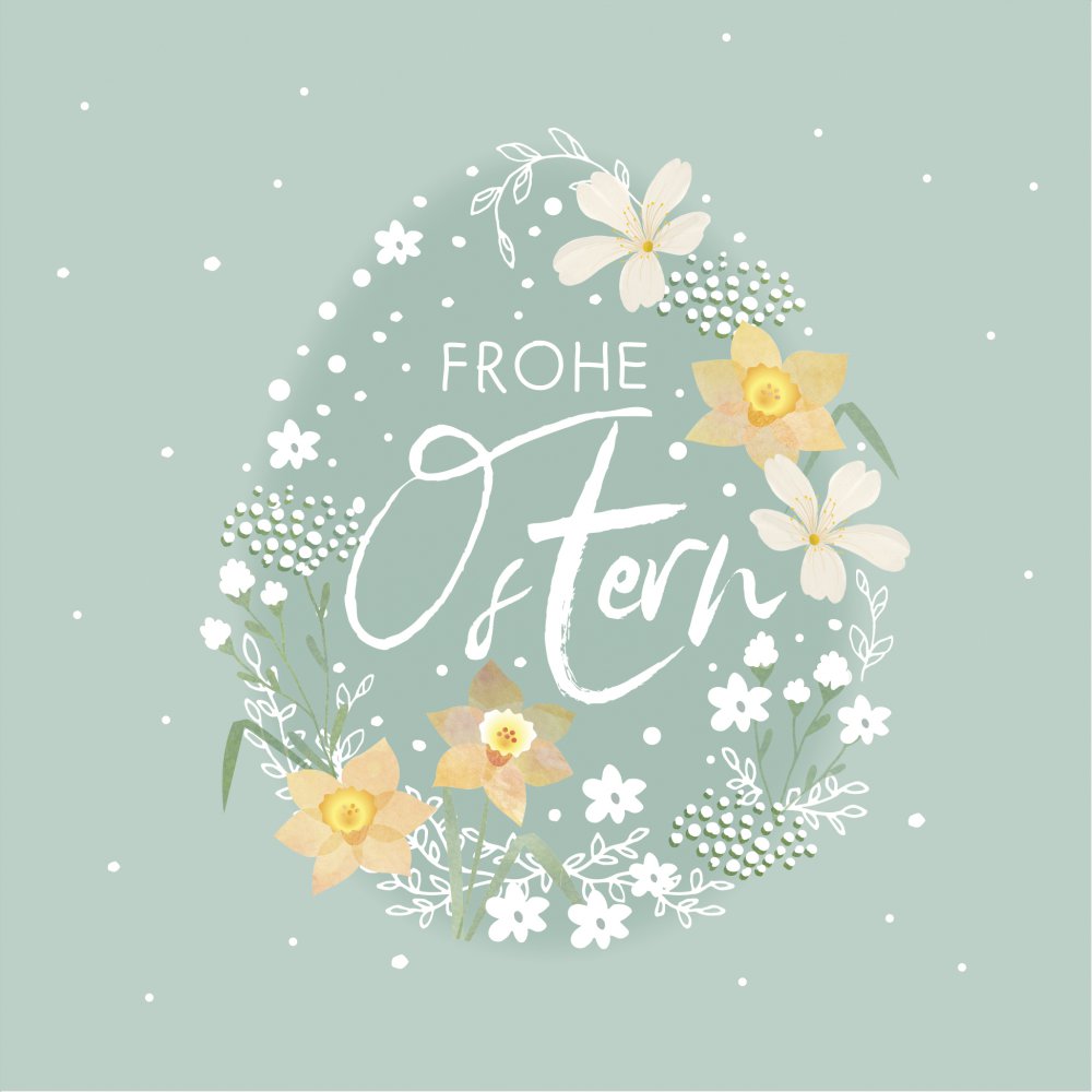 Napkins 33x33 cm - Fröhliche Ostern eukalyptus