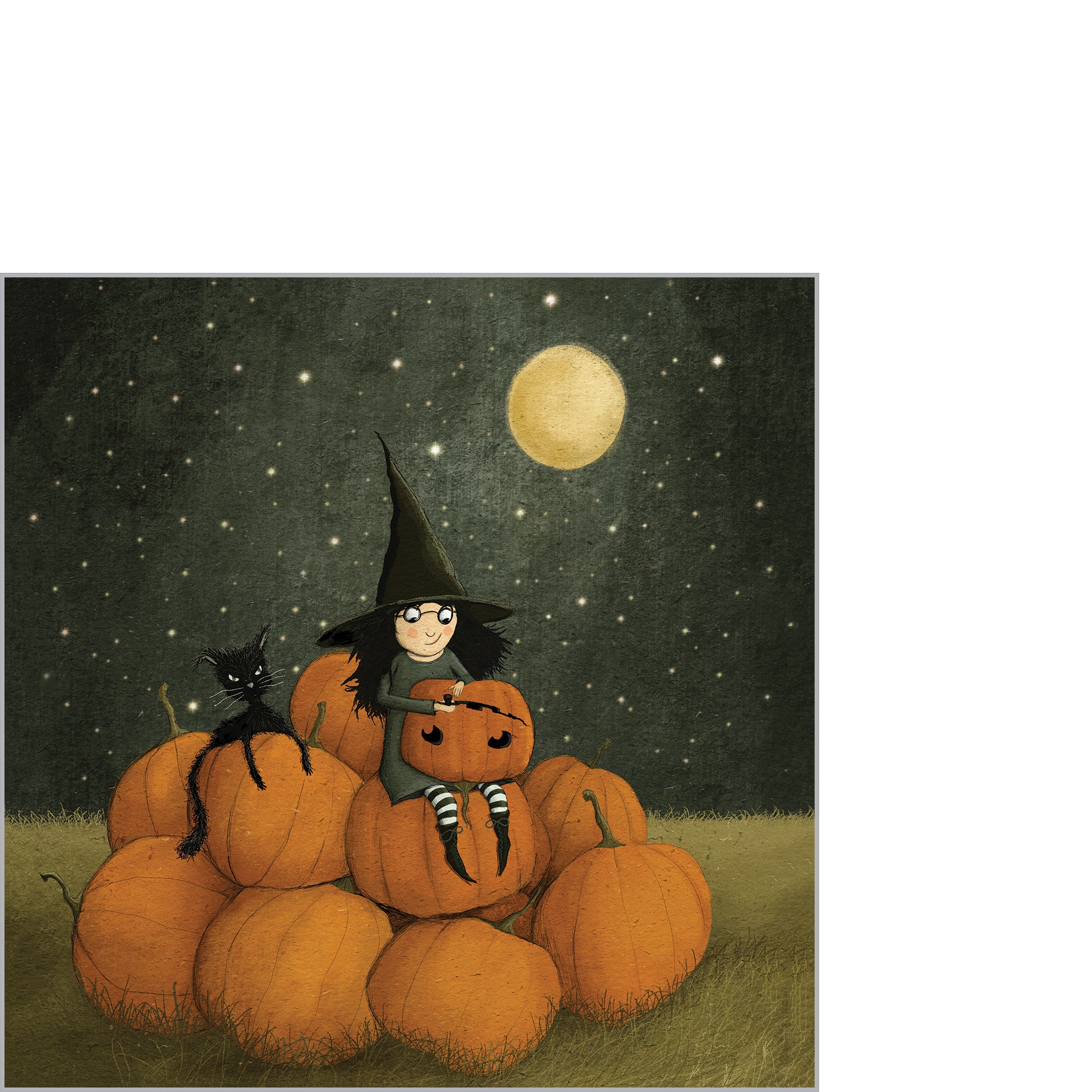 Tovaglioli 25x25 cm - Pumpkin Carving Napkin, Luna piena,  Streghe,  Halloween,  Zucche,  Cartone animato,  Gatti,  Autunno,  Verdure,  Fumetto,  Animali