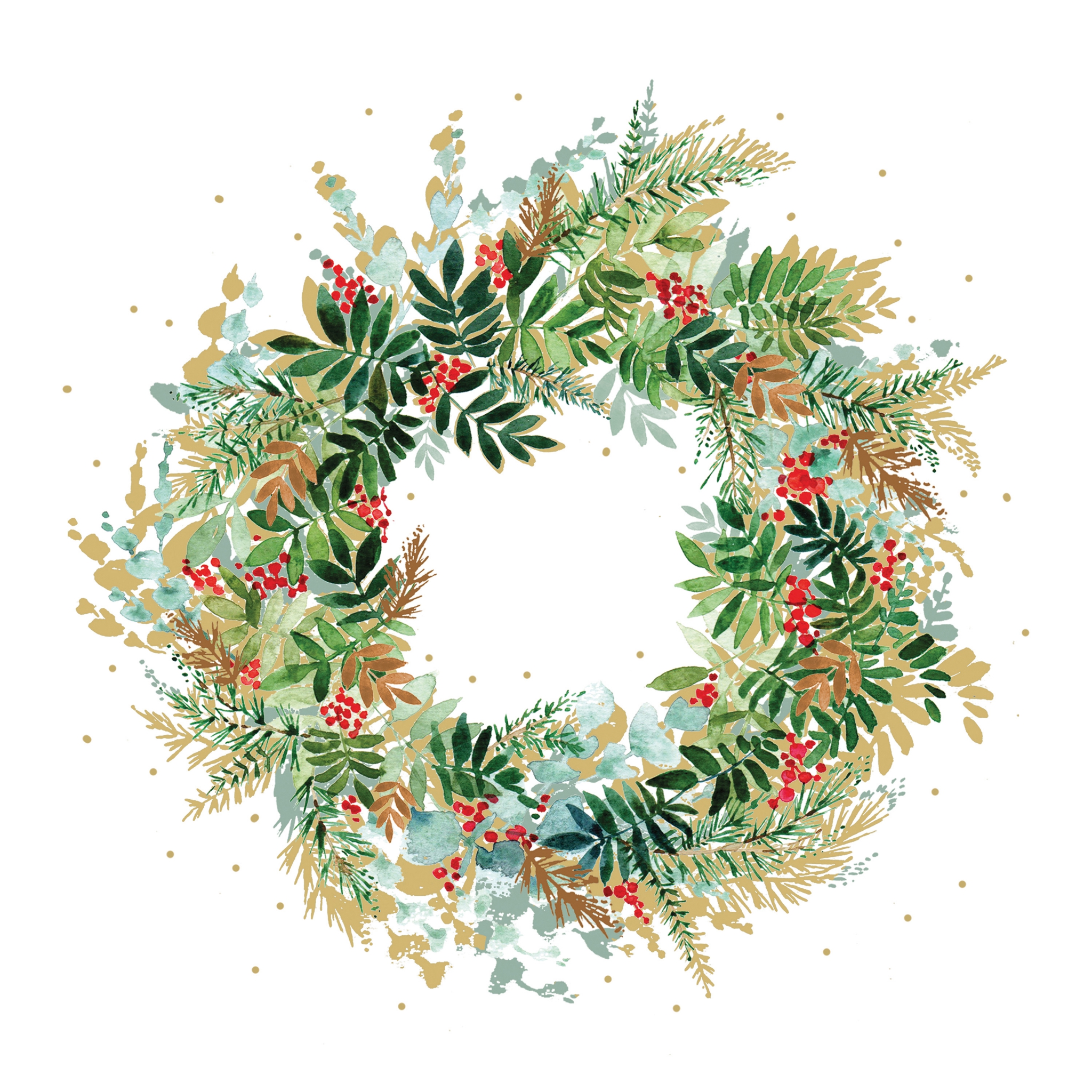 Servilletas 25x25 cm - Christmas Hill Wreath Napkin 25x25