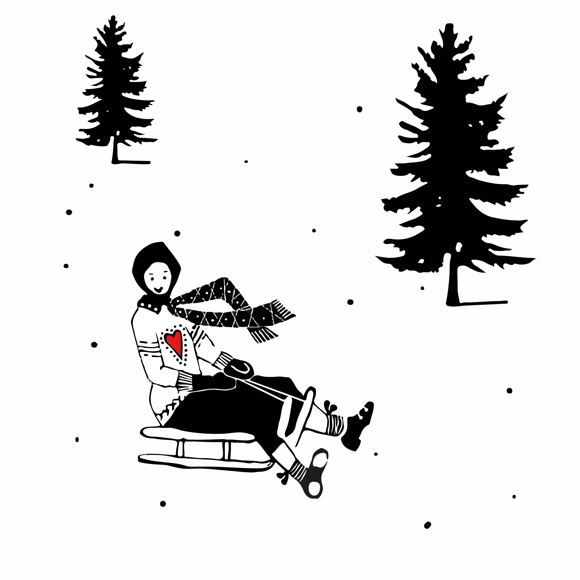 Tovaglioli 33x33 cm - Atelier Hiver Napkin, Slitta,  Foresta,  Persone,  La neve,  Prati,  Personalità