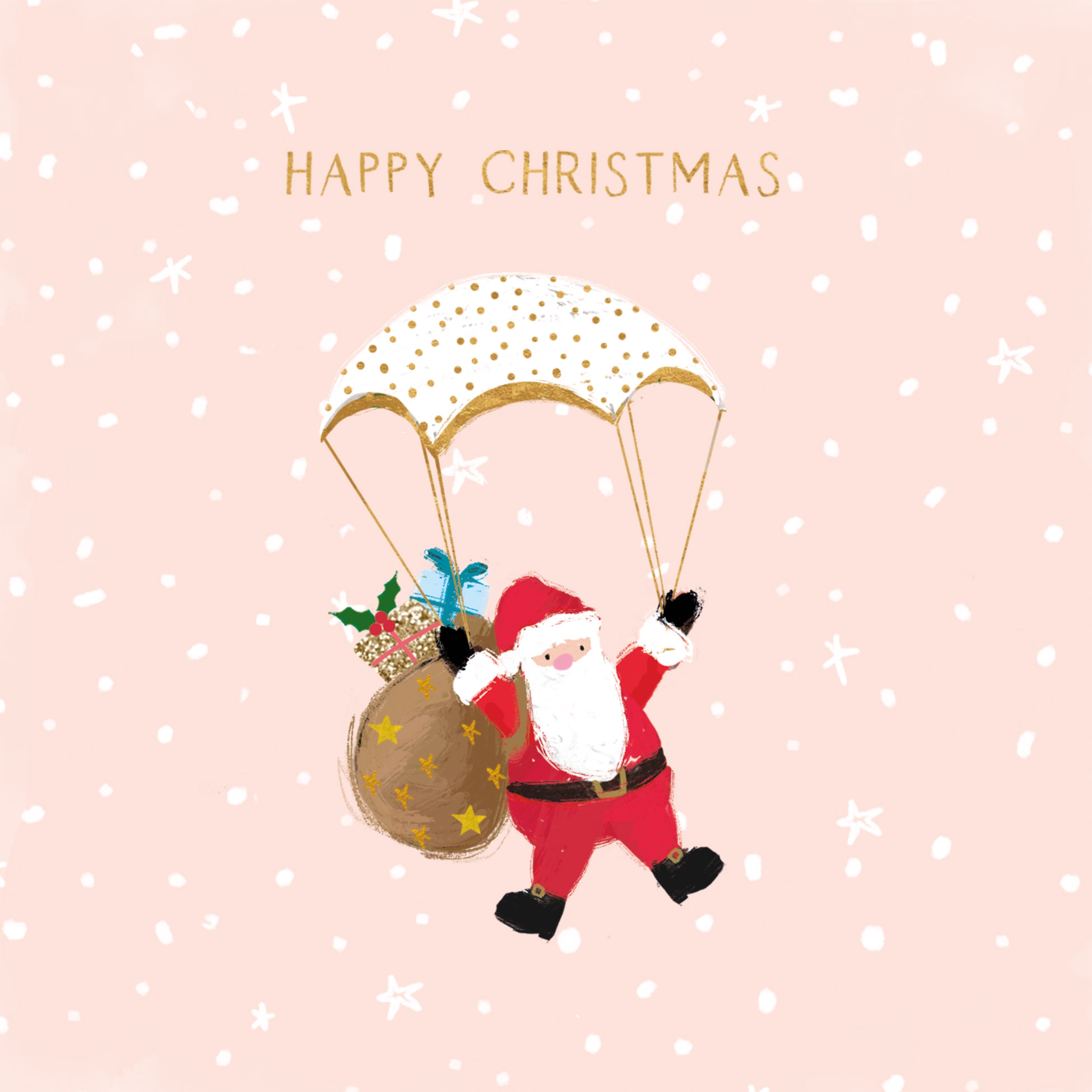 Servilletas 33x33 cm - Coming Napkin, Paracaídas,  Santa,  San Nicolás,  Para hacer regalos,  Ilex,  Estrellas,  Papá Noel,  Cristales de hielo,  Regalos,  Copos de nieve
