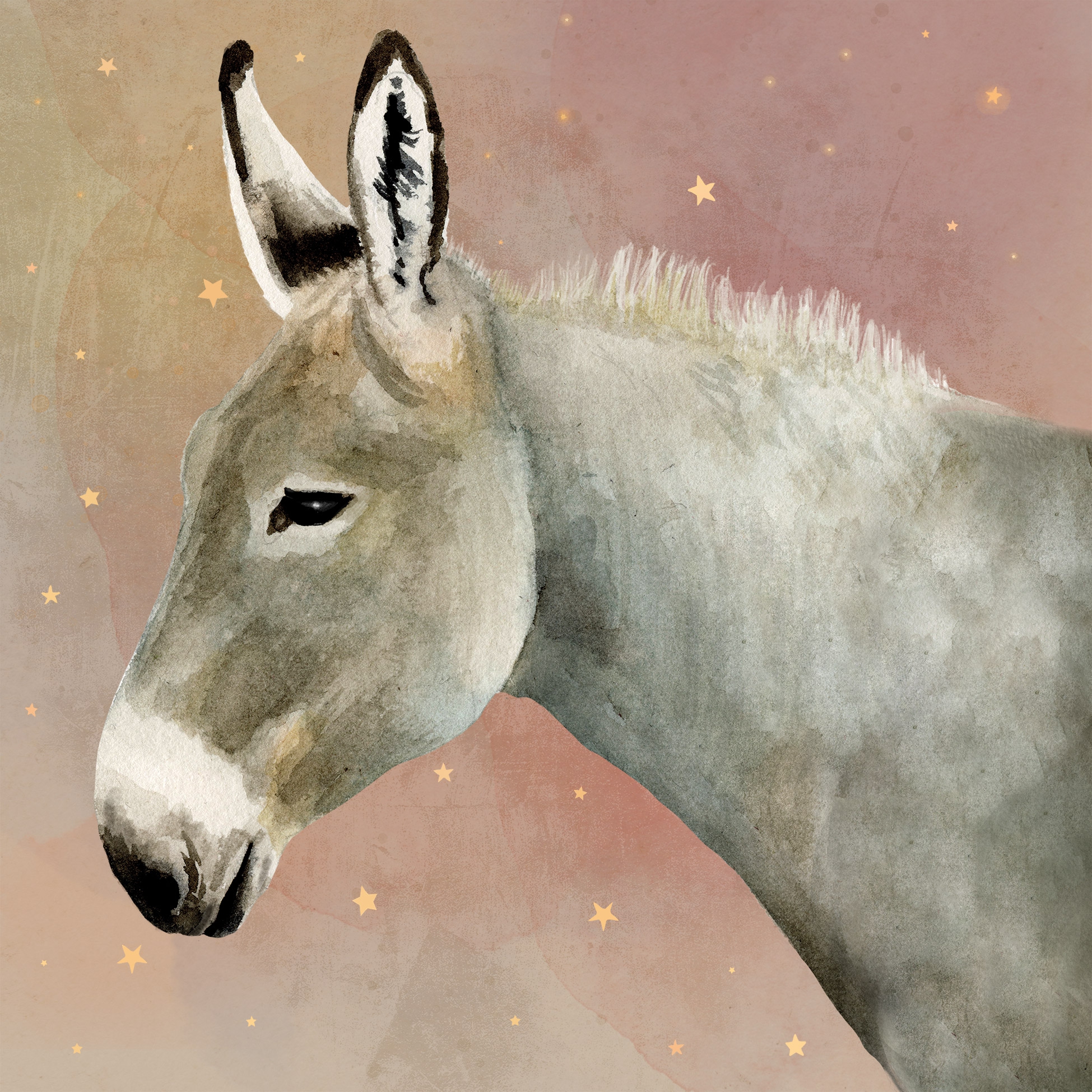 Servilletas 33x33 cm - Hugo Napkin, Burro,  Estrellas,  Cristales de hielo,  Animales,  Copos de nieve