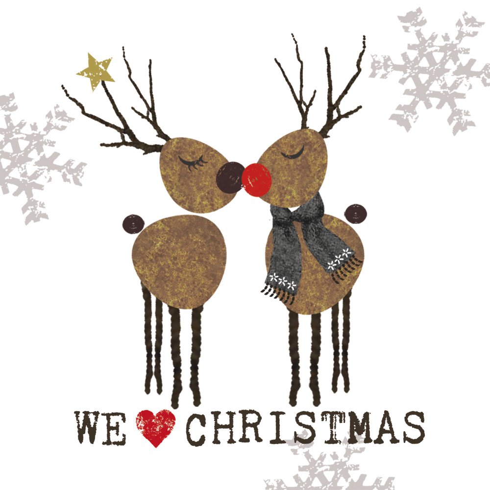 Napkins 33x33 cm - We love Christmas white Napkin