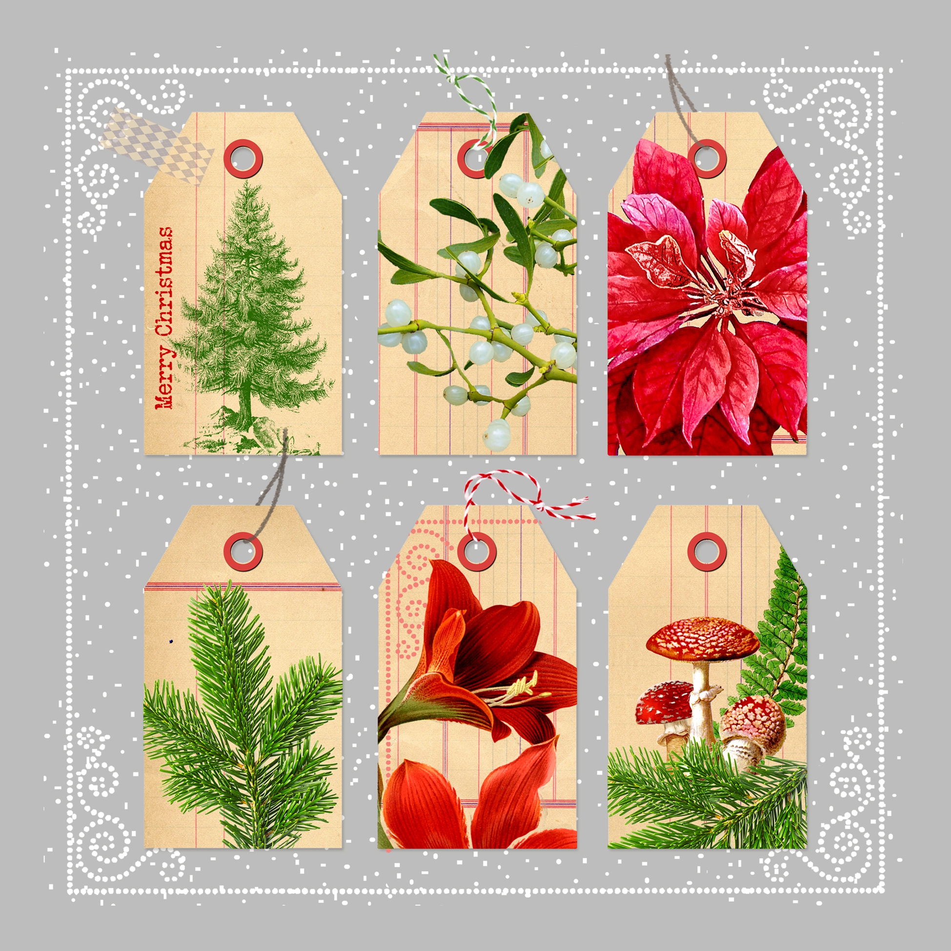 Napkins 33x33 cm - Xmas Tags silver