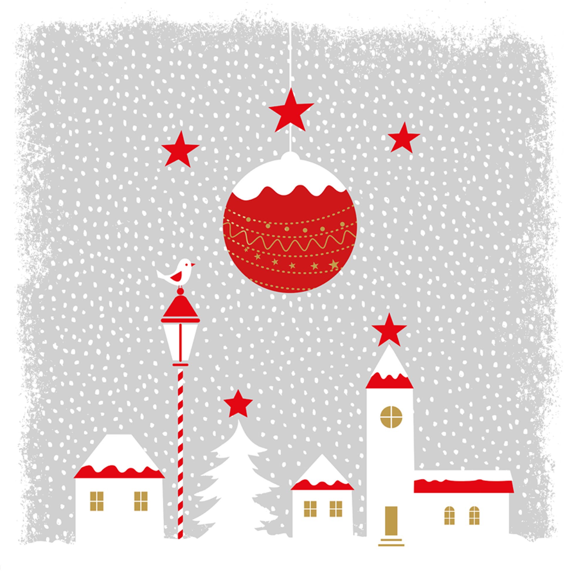 Napkins 33x33 cm - Christmas Village silver