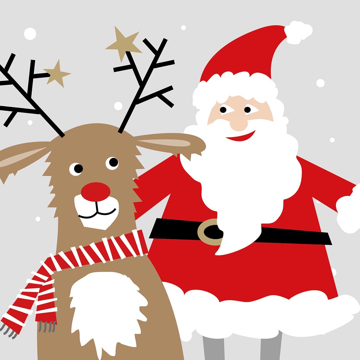 Guardanapos 33x33 cm - Santa & Deer 33x33 cm, estrela, Papai Noel, Cervo, cervo Guardanapos 33x33 cm - Santa & Deer 33x33 cm