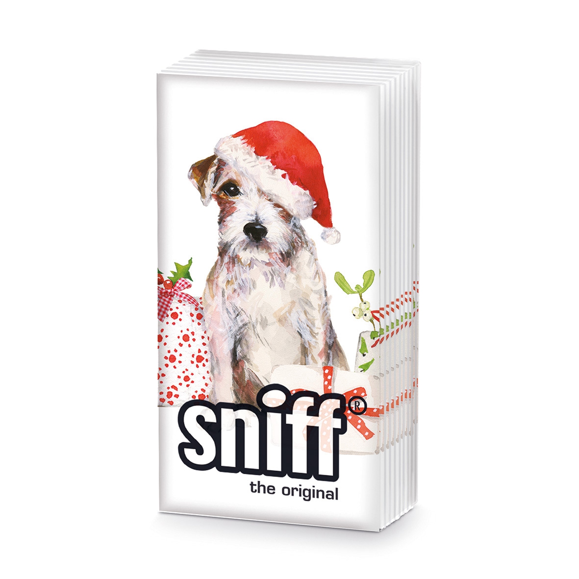 Fazzoletti - Christmas Pup Sniff, Cani,  Regali,  Cappello di Natale,  Ilex