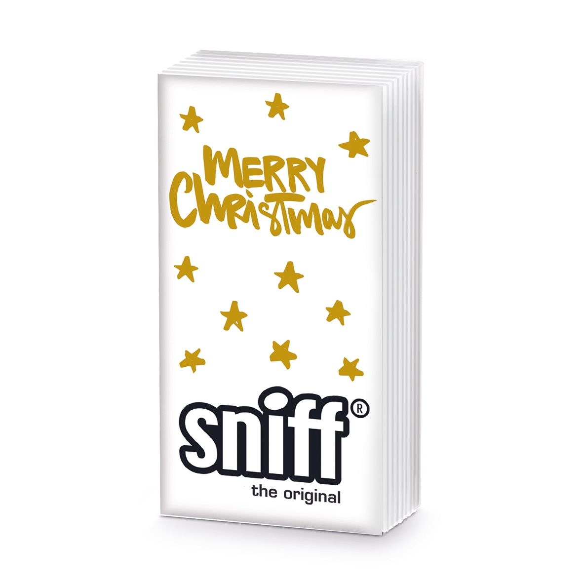 Fazzoletti - Merry Christmas gold Sniff, Buon Natale,  Detti,  Dire,  Stelle,  oro