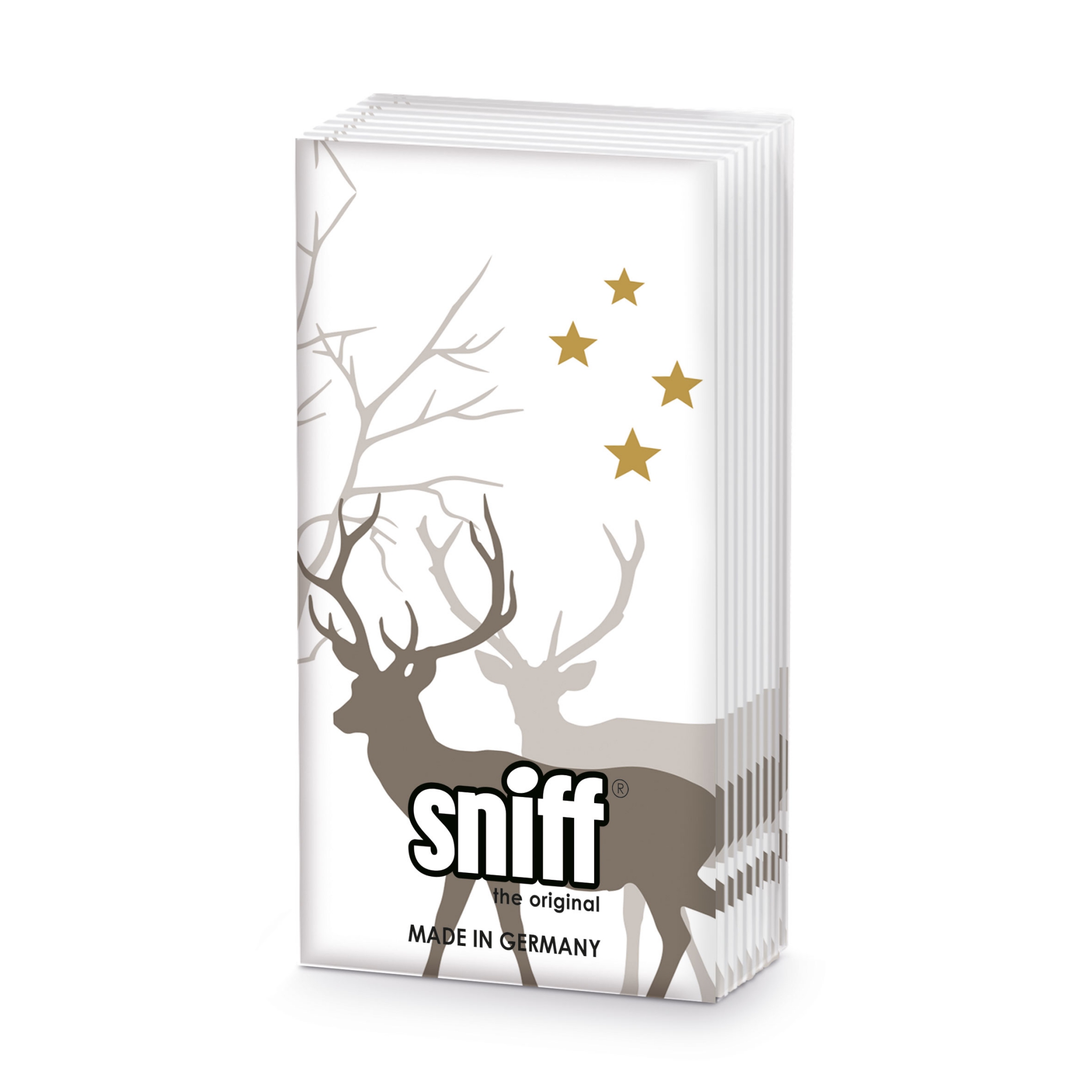 Pañuelos - Winter Deers white Sniff, Ciervos,  Ciervos,  Juego,  Estrellas,  Cornamenta