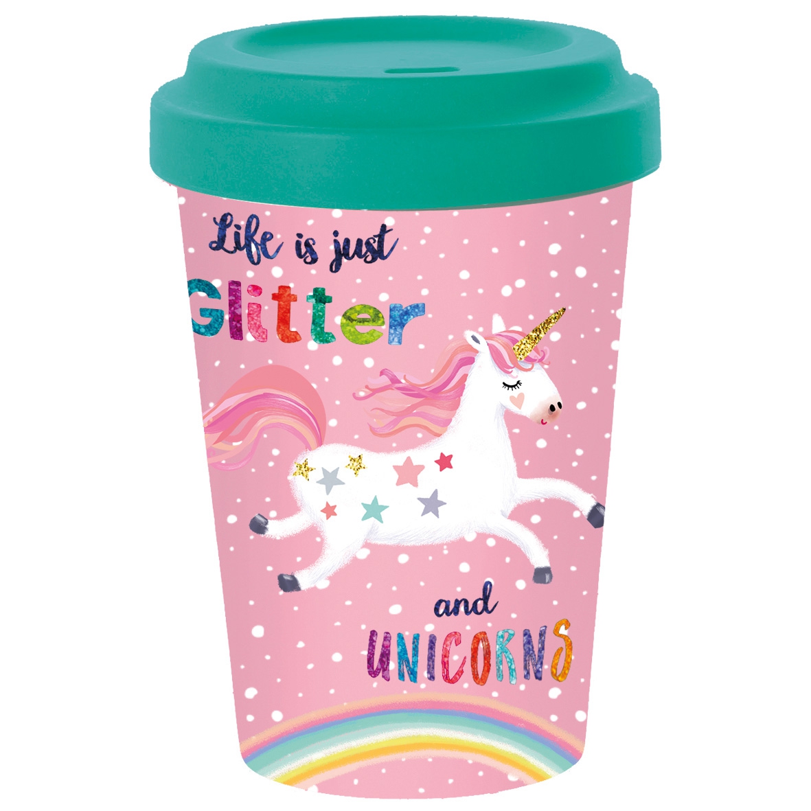 Bamboo mug To-Go - Glitter & Unicorns, bamboo cup, scripts Bamboo mug To-Go - Glitter & Unicorns