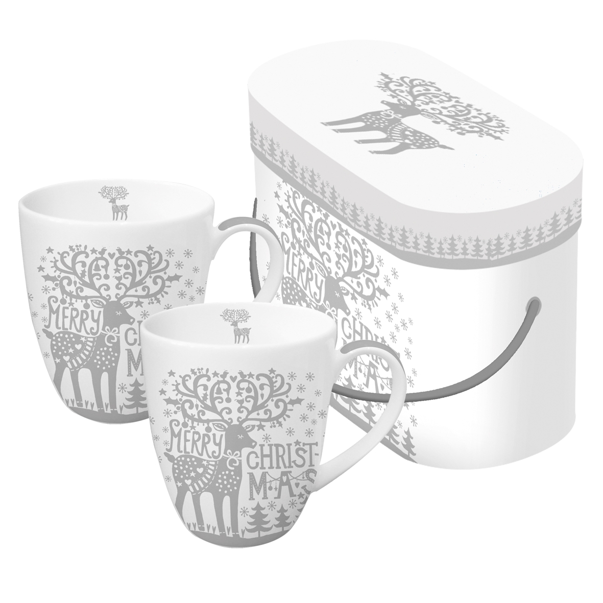 Taza de porcelana con mango - Set GB Merry Deer real platinum