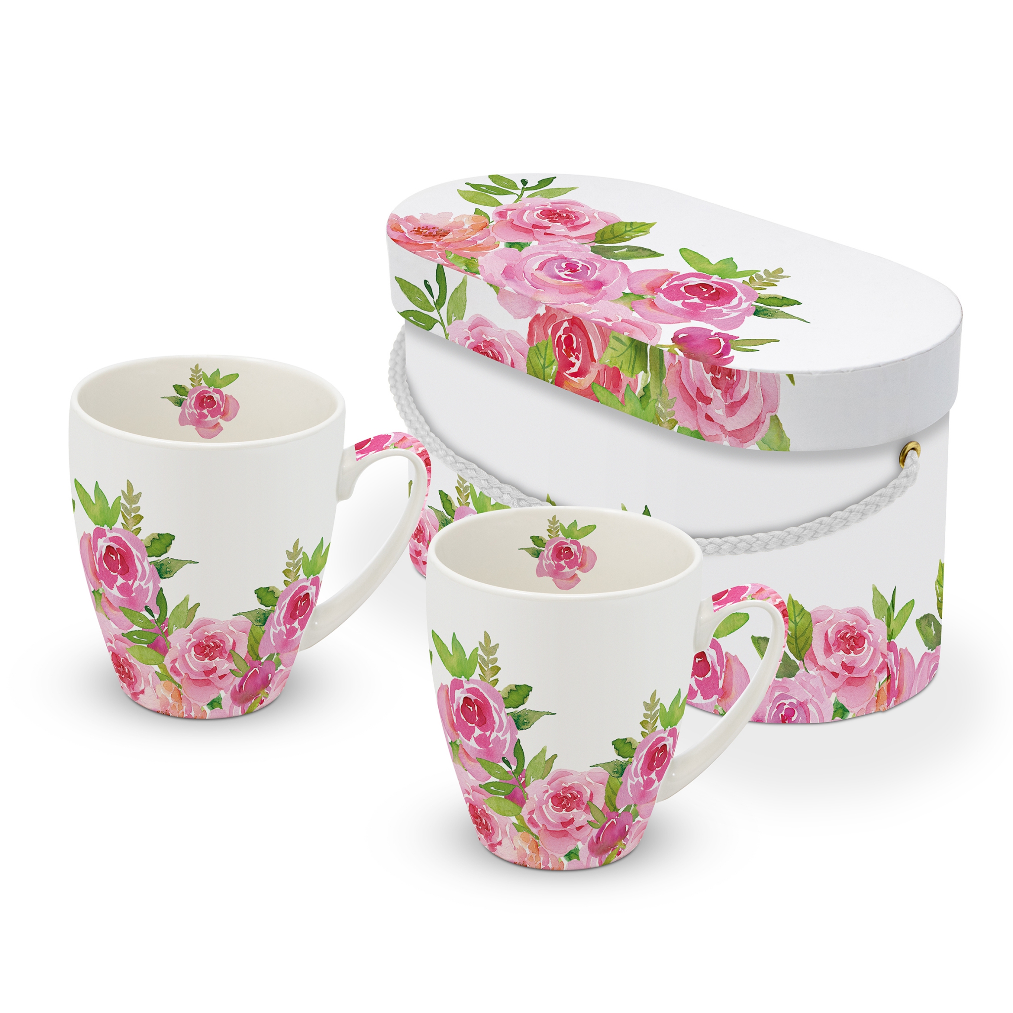 caneca de porcelana com alça - Merci!, copos, rosas caneca de porcelana com alça - Merci!