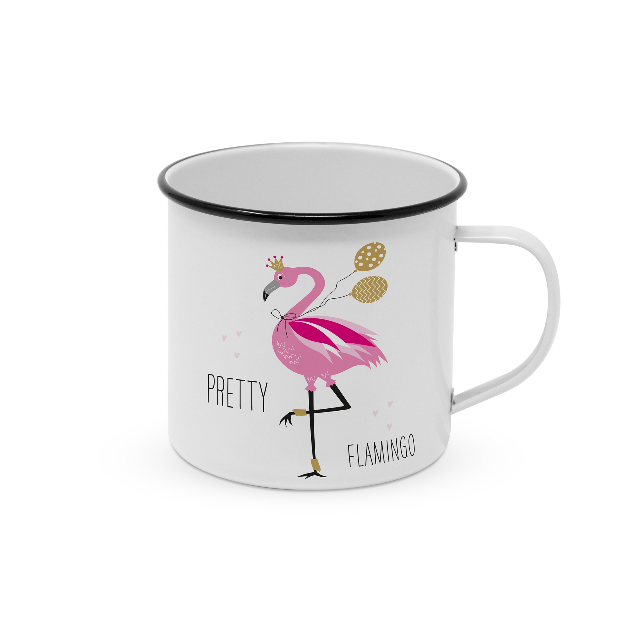 Metal Cup - Happy Metal Mug Pretty Flamingo, scripts, flamingo Metal Cup - Happy Metal Mug Pretty Flamingo