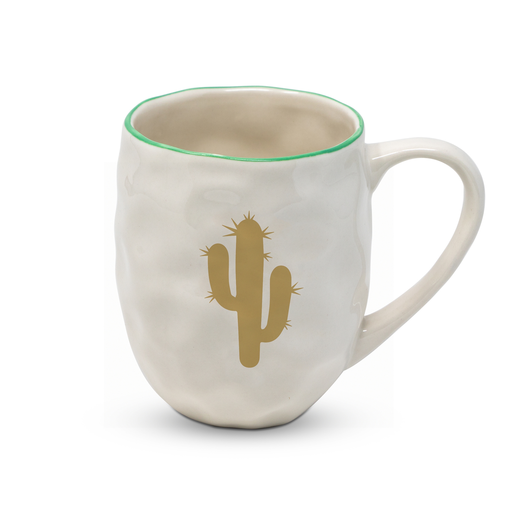 Porzellan-Henkelbecher - Organic Mug Cactus Fantasy real gold, Kaktus Porzellan-Henkelbecher - Organic Mug Cactus Fantasy real gold