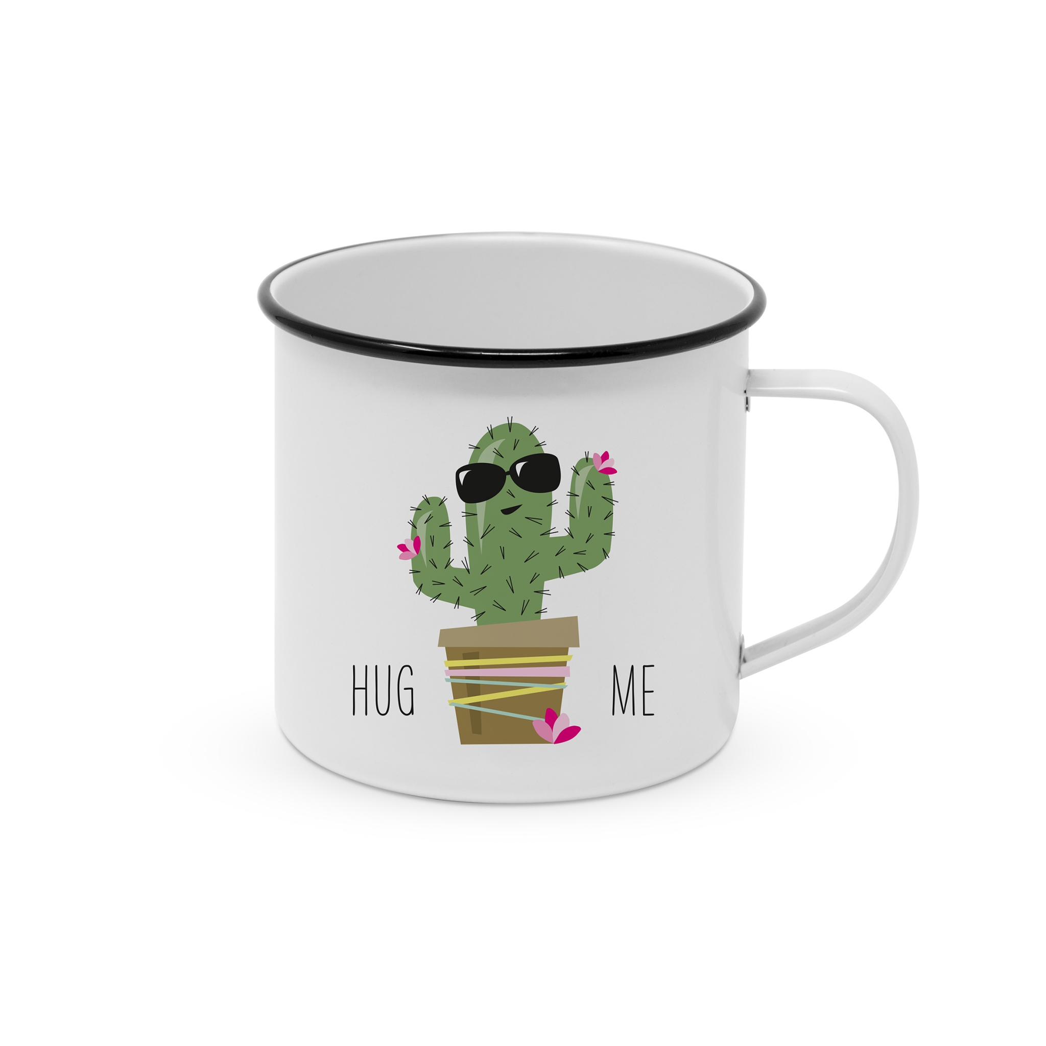Metal Cup - Happy Metal Mug Hug Me Cactus, cactus Metal Cup - Happy Metal Mug Hug Me Cactus