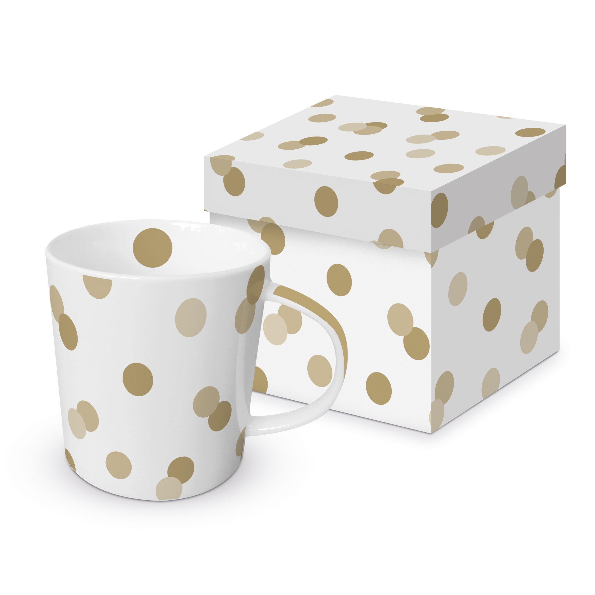Porcelain cup with handle - Dots real + fake gold