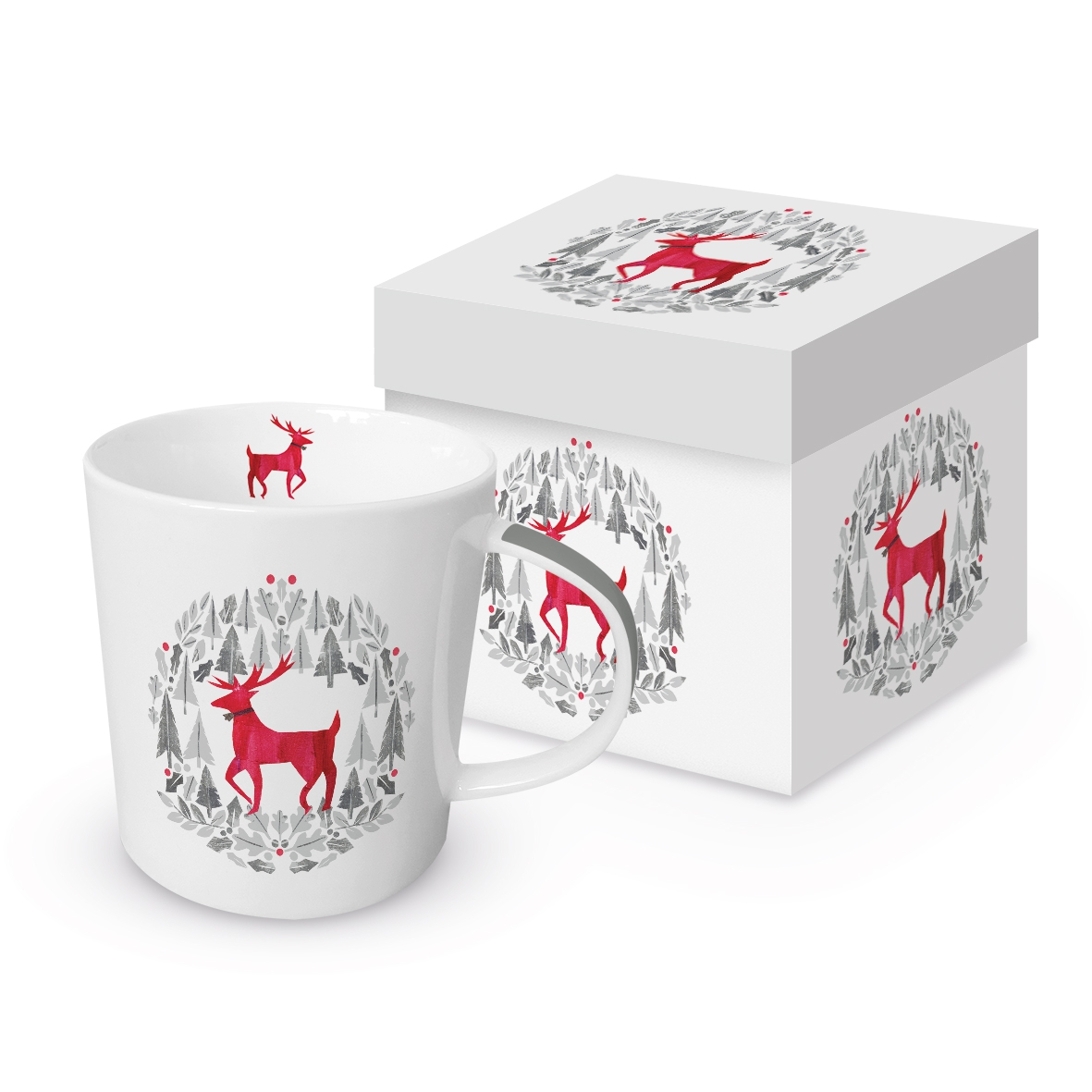 Porcelain cup with handle - Silver Deer