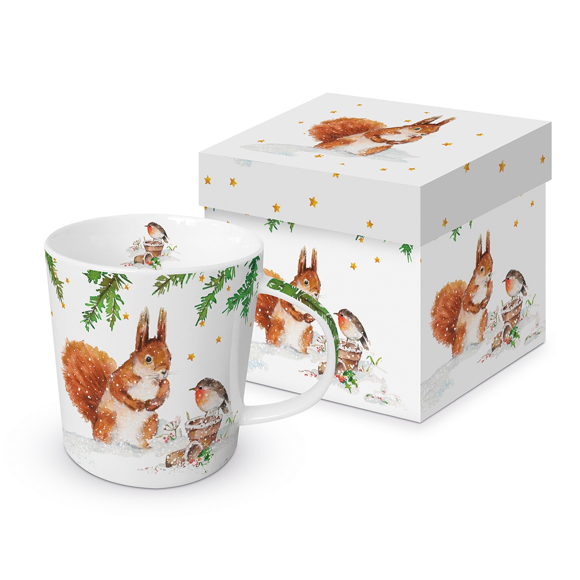 Porcelain cup with handle - Squirrel & Robin