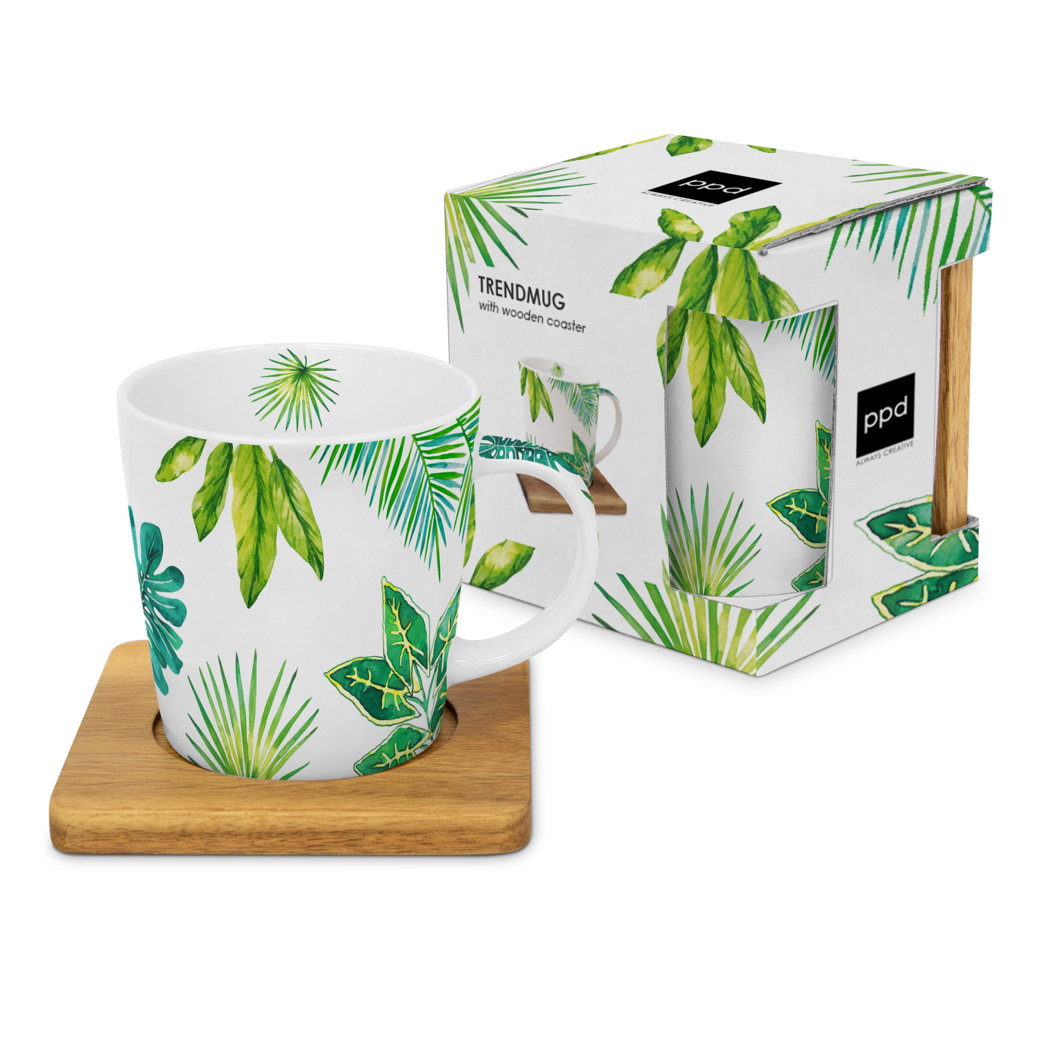 Tropical Leaves Tumbler with Handle