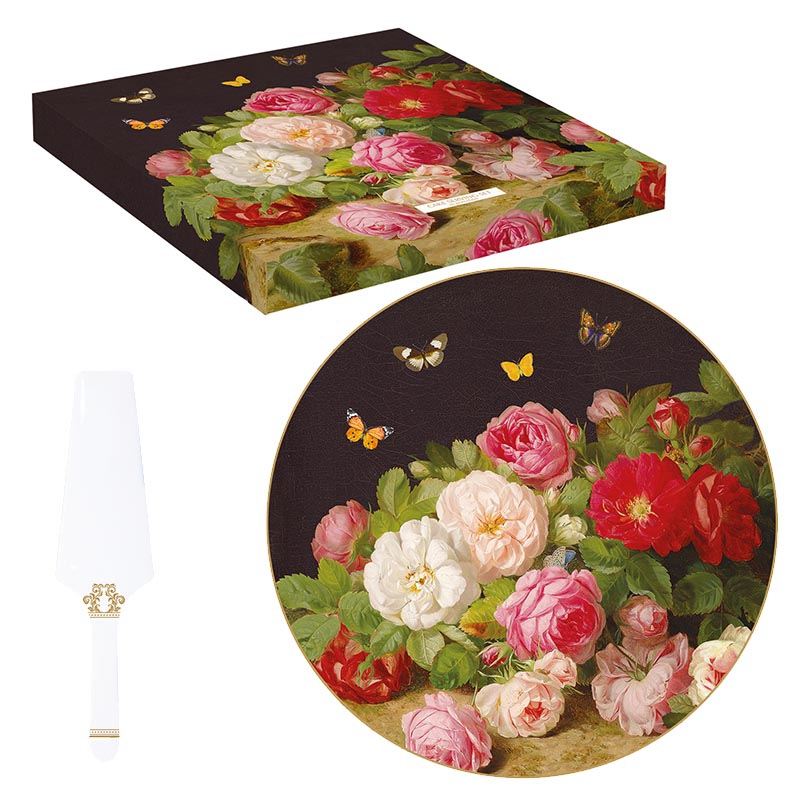 Porzellan-Tortenplatte 32cm - Victorian Garden, Rosen, Schmetterlinge Porzellan-Tortenplatte 32cm - Victorian Garden