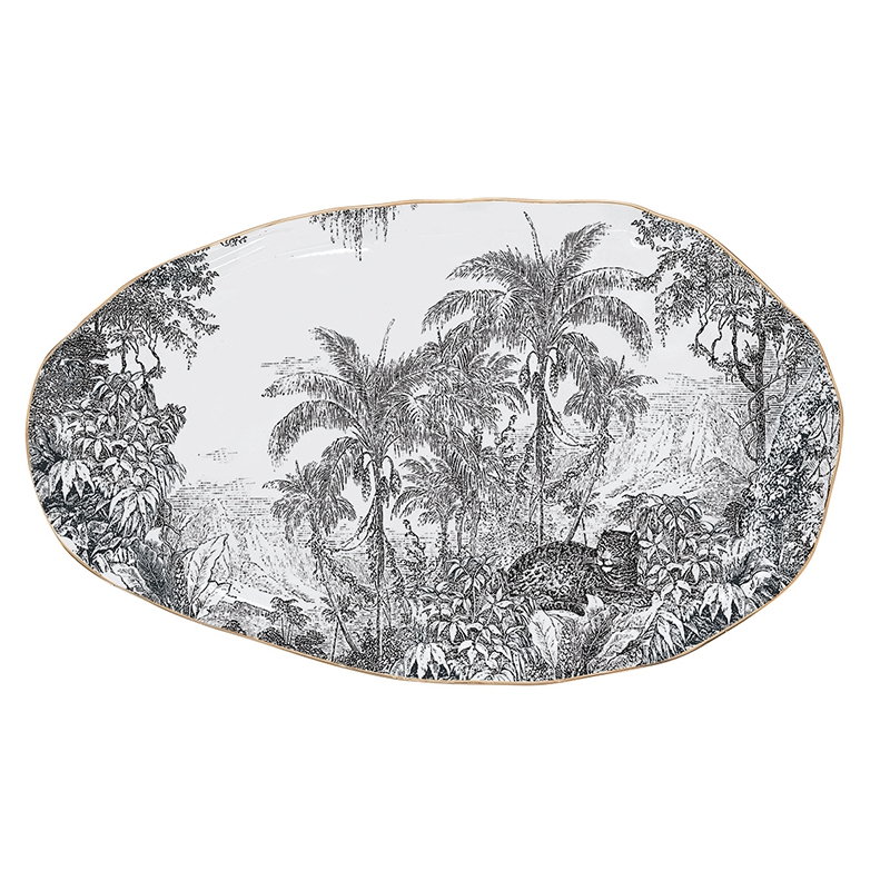 Porzellan-Platte 36cm - Rain Forest, Palmen, Dschungel Porzellan-Platte 36cm - Rain Forest